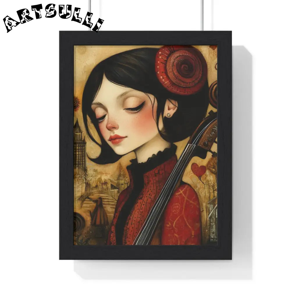 Woman With A Violin II Vertical Framed Poster, Artsulli - Art is Long, Life is Short, Poster, Size, 8" x 11", Color, Black, , , 53958371243101991160