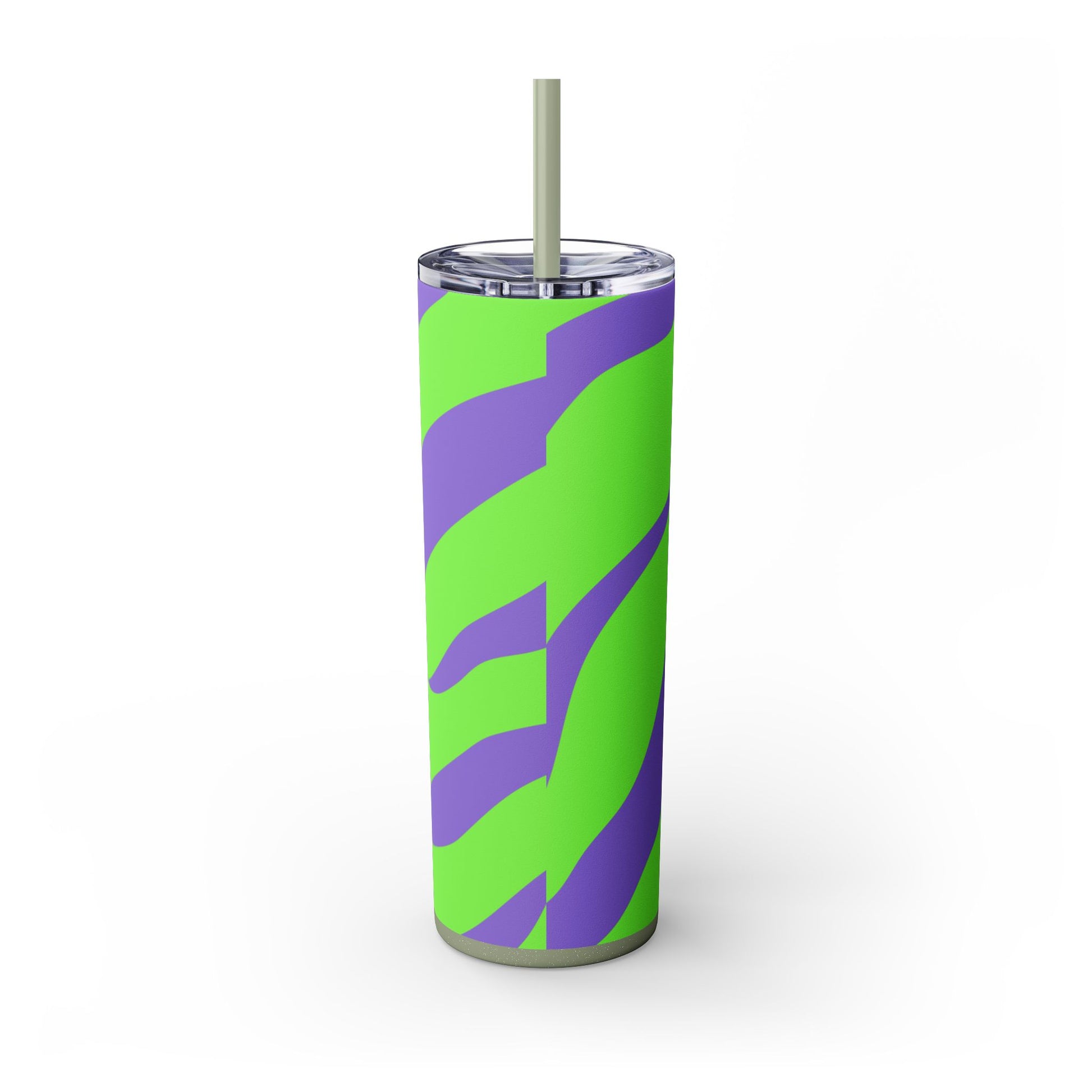 Tyrannosaurus Print Green and Purple Skinny Tumbler with Straw, 20oz, Artsulli - Art is Long, Life is Short, Mug, , , , , , , 