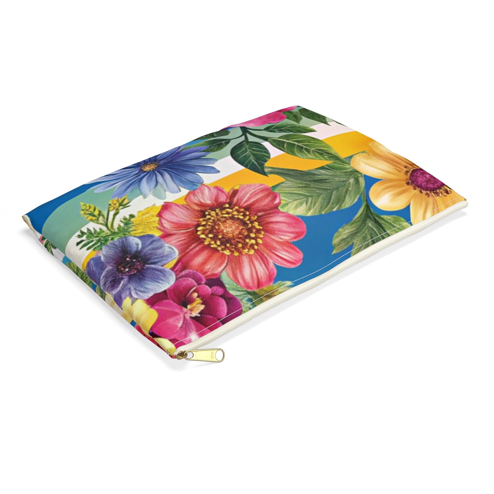 Floral Stripe 4K Accessory Pouch, Artsulli - Art is Long, Life is Short, Bags, , , , , , , 