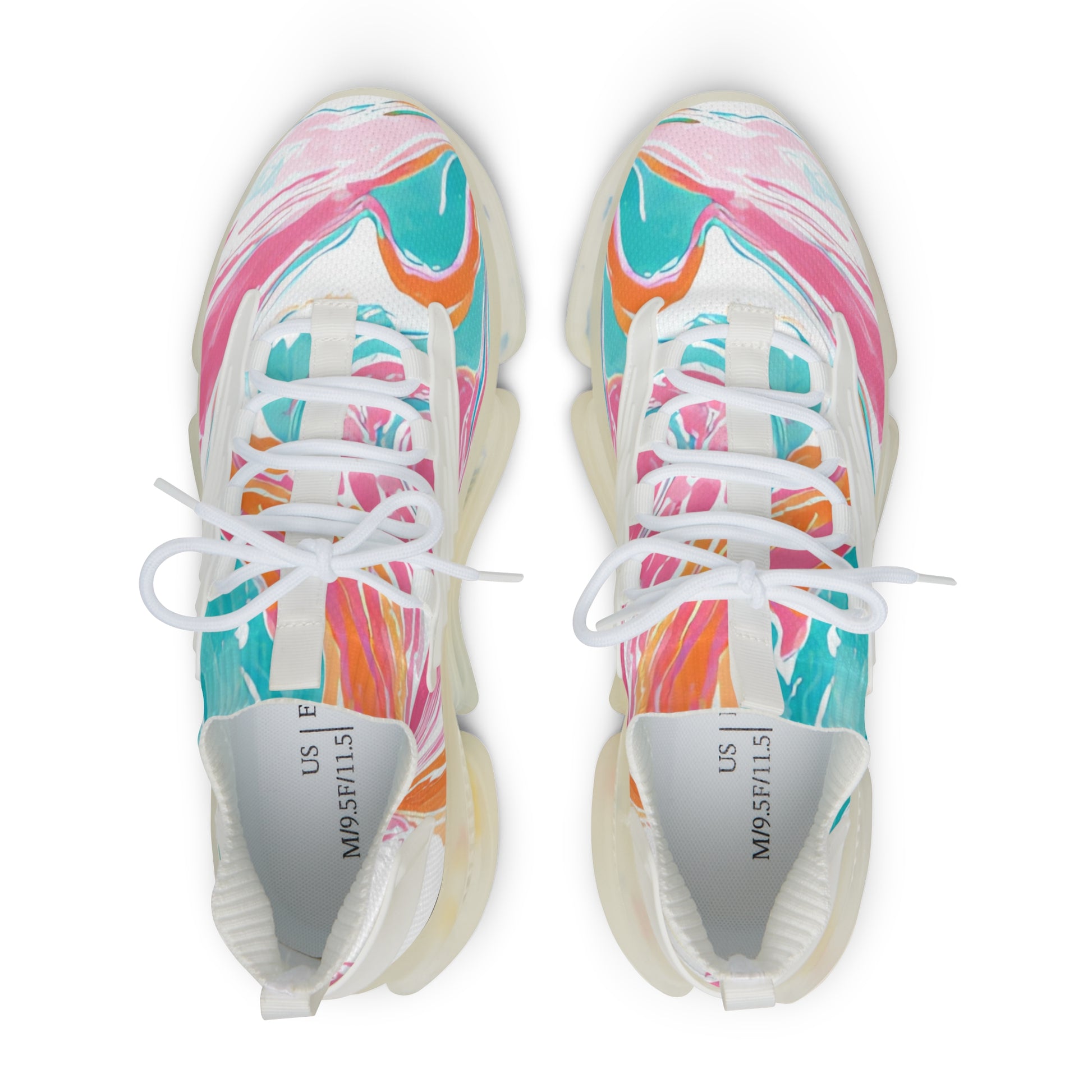 Liquid Pastel Spill Multi-Color Men's Mesh Sneakers, Artsulli - Art is Long, Life is Short, Shoes, , , , , , , 