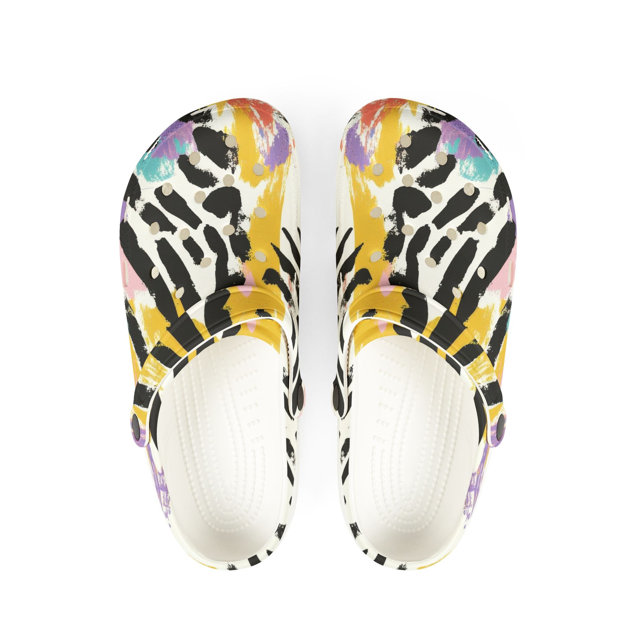 Wild Zebra Stripes x Paint Brush Strokes EVA Foam Rubber Shoes (AOP), Artsulli - Art is Long, Life is Short, Shoes, Size, US 6 (Women's), Color, White, , , 15715611724529
