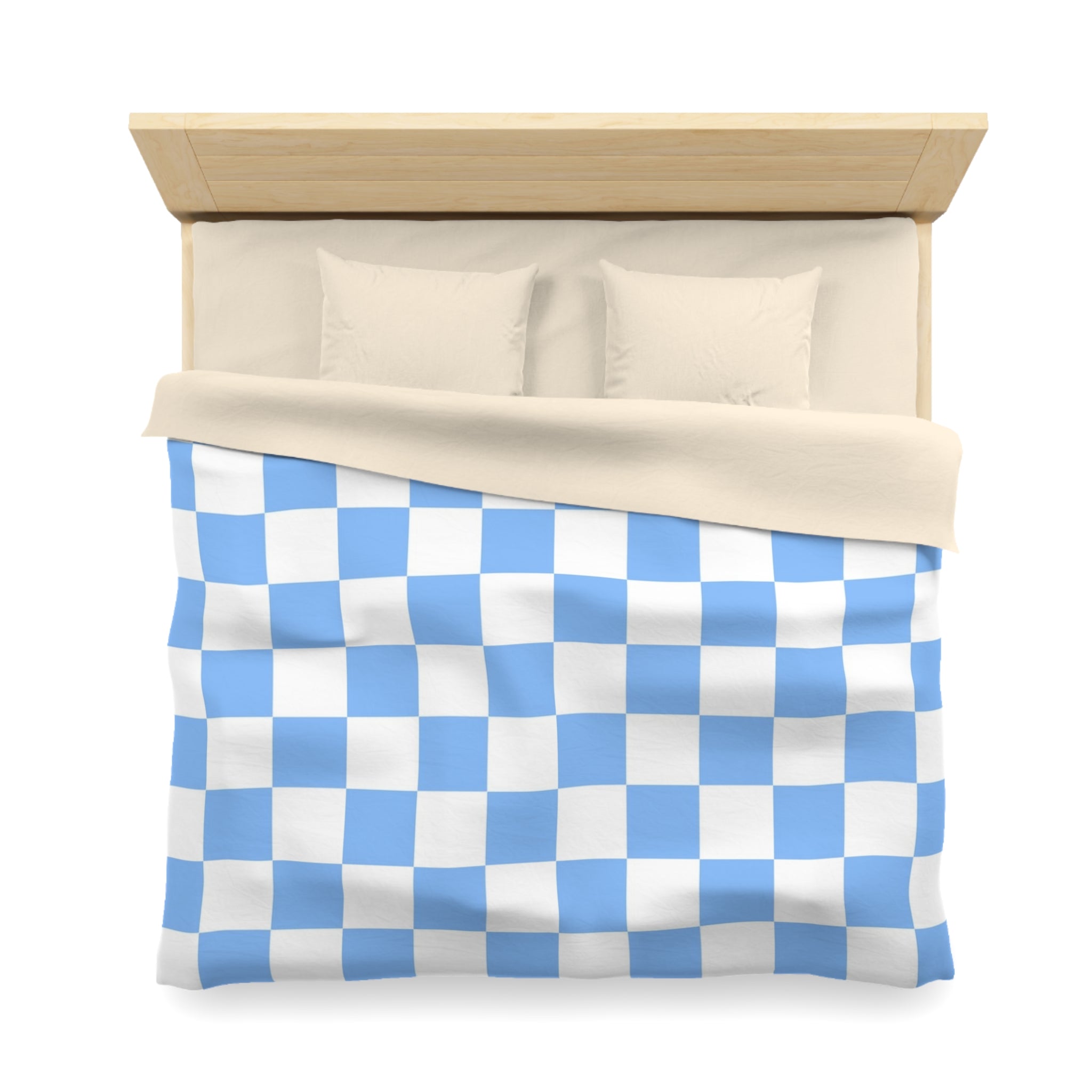 Checkerboard White and Light Blue Microfiber Duvet Cover, Artsulli - Art is Long, Life is Short, Home Decor, , , , , , , 