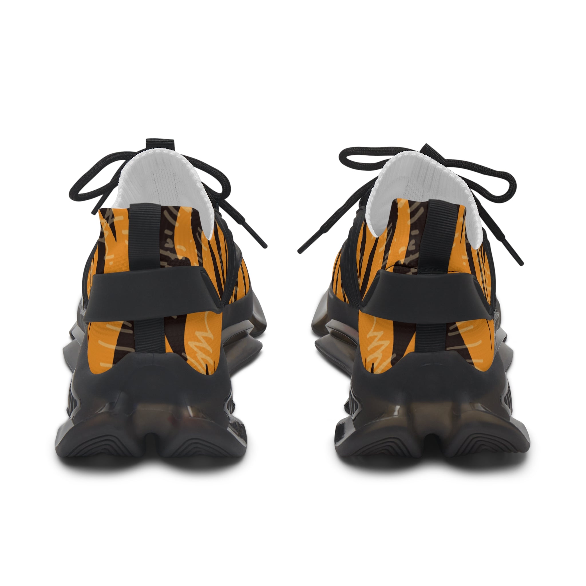 Tiger Scratches Orange and Black Women's Mesh Sneakers, Artsulli - Art is Long, Life is Short, Shoes, , , , , , , 
