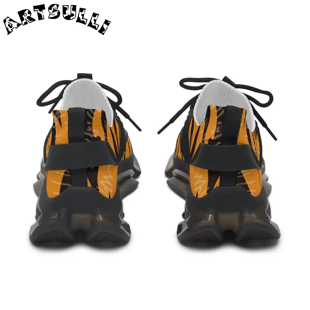 JAKKOUTTHEBXX Tiger Scratches Orange and Black Women’s Mesh Sneakers
