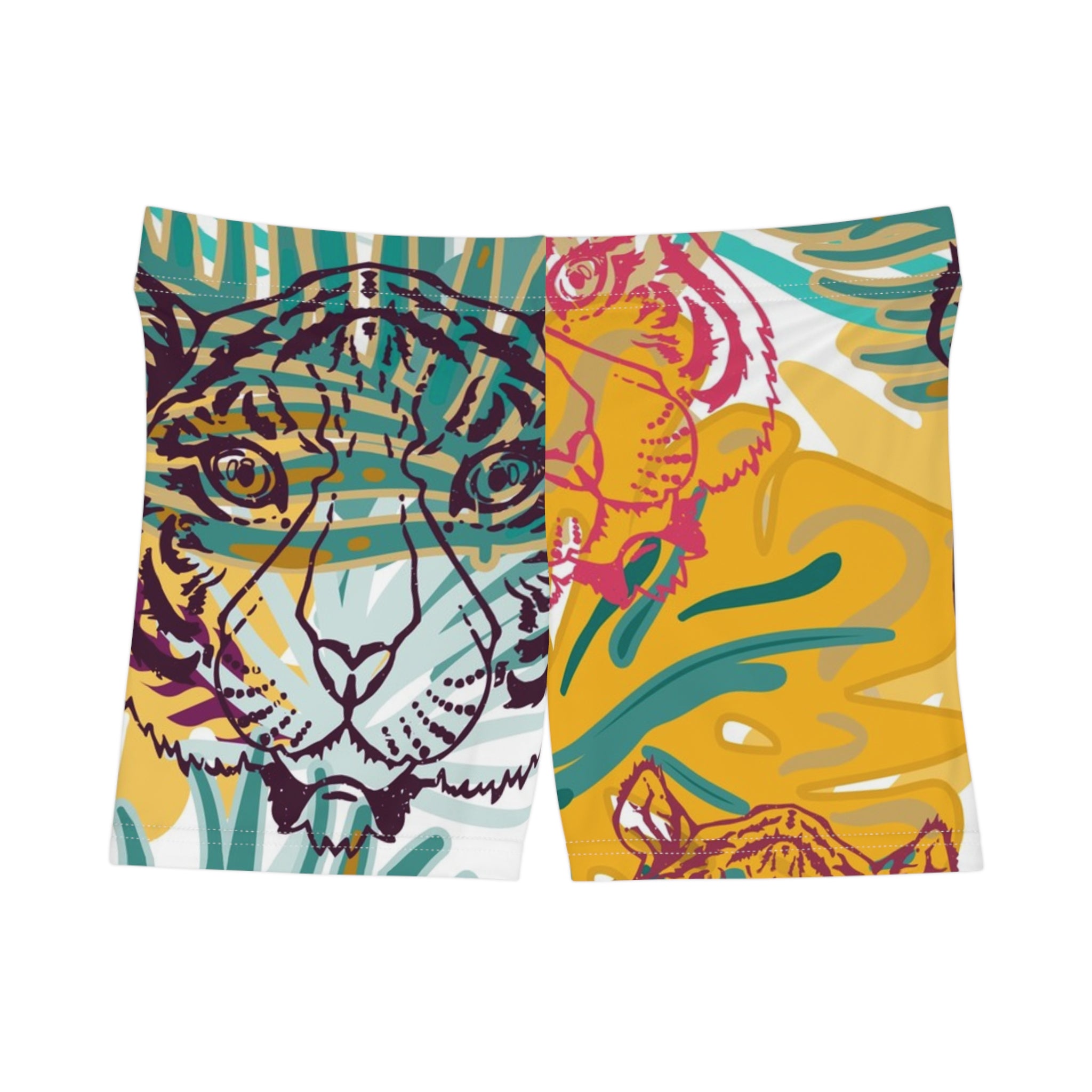 Tropical Jungle Tigers Brown and Green Women's Shorts (AOP), Artsulli - Art is Long, Life is Short, All Over Prints, Size, XS, Material, Brushed Faux Suede, , , 14606200310039