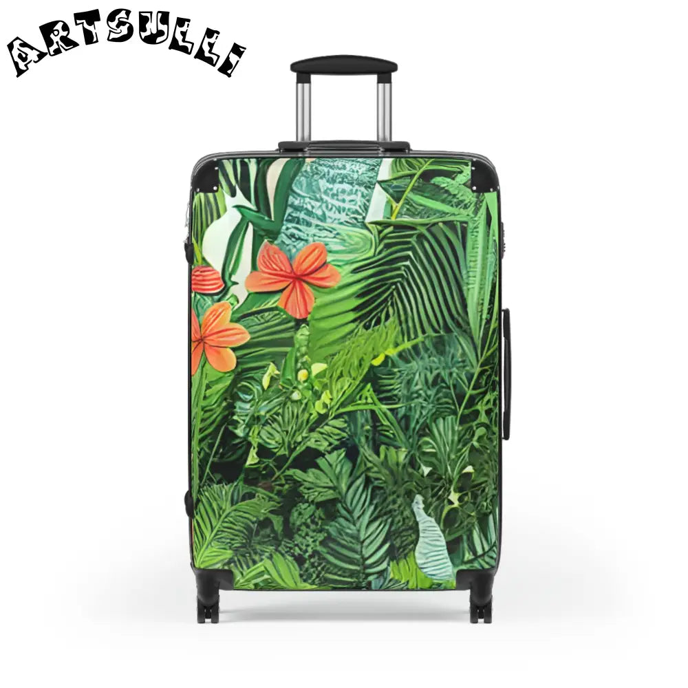 JAKKOUTTHEBXX Tropical Leaf Flower Carry On Luggage with Adjustable
