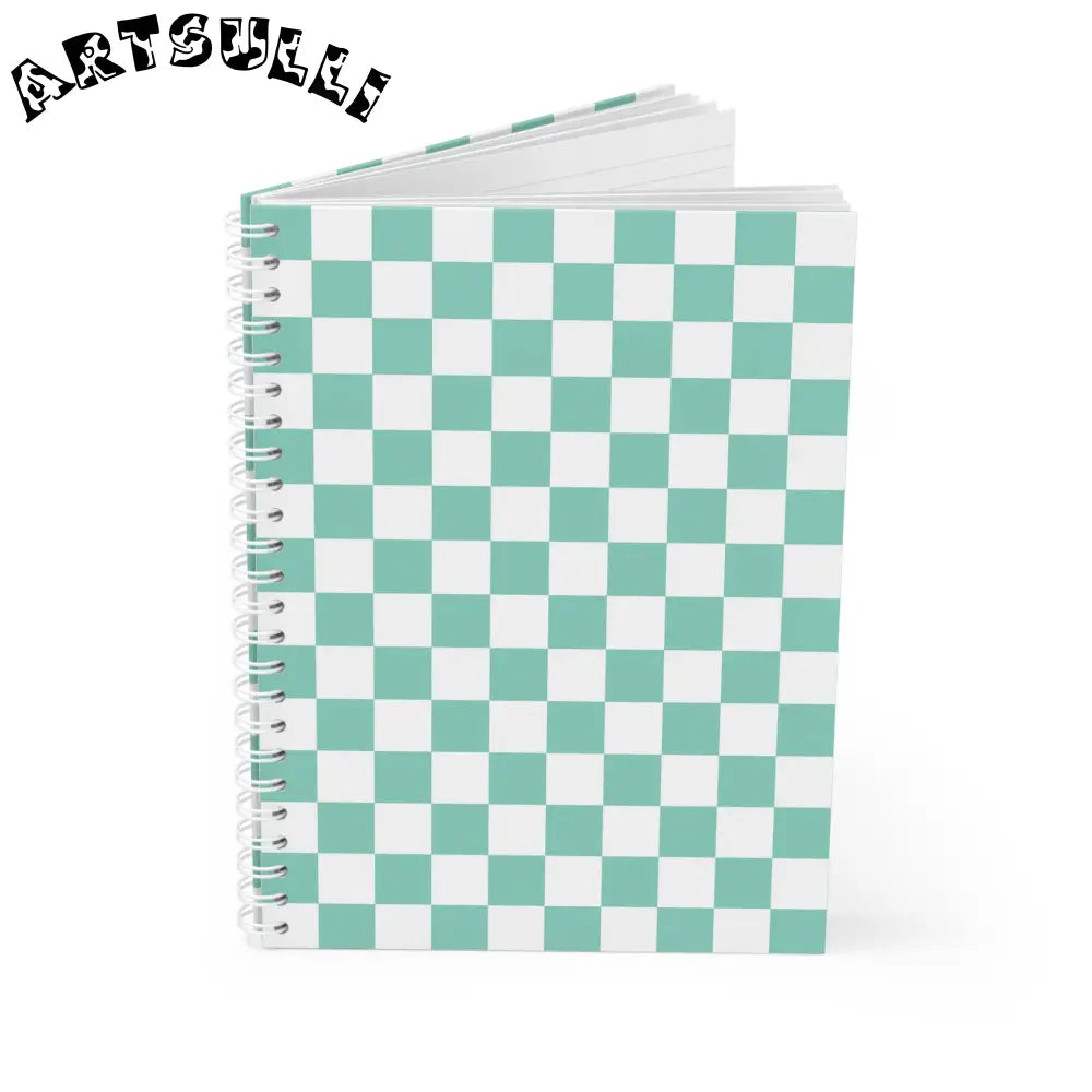 JAKKOUTTHEBXX Checkerboard Light Green Spiral Notebook JAKKOUTTHEBXX