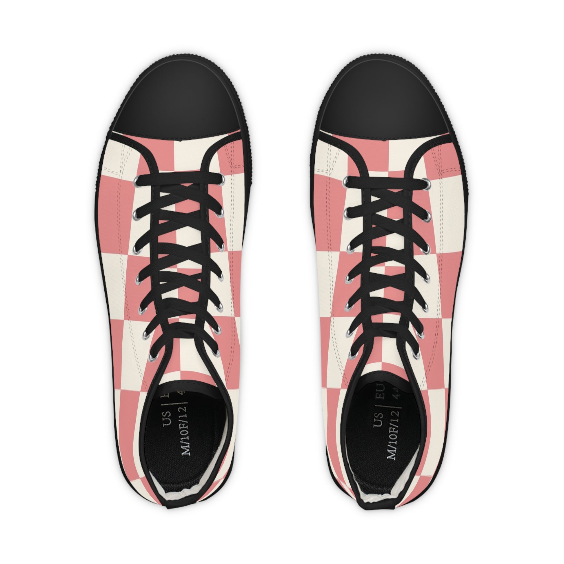 Retro Checkered Grassland Sprites Men's High Top Sneakers, Artsulli - Art is Long, Life is Short, Shoes, , , , , , , 