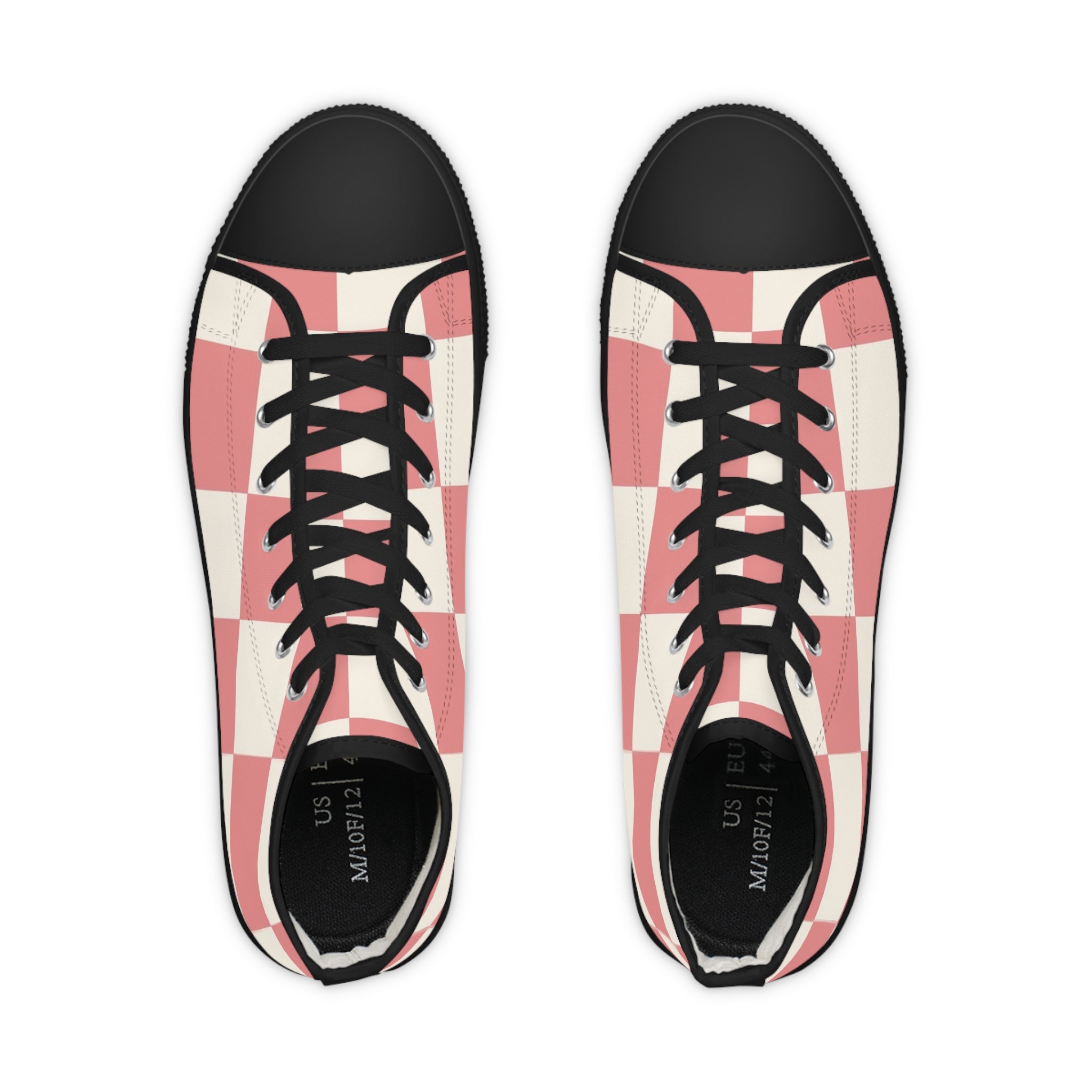 Retro Checkered Grassland Sprites Men's High Top Sneakers, Artsulli - Art is Long, Life is Short, Shoes, , , , , , , 