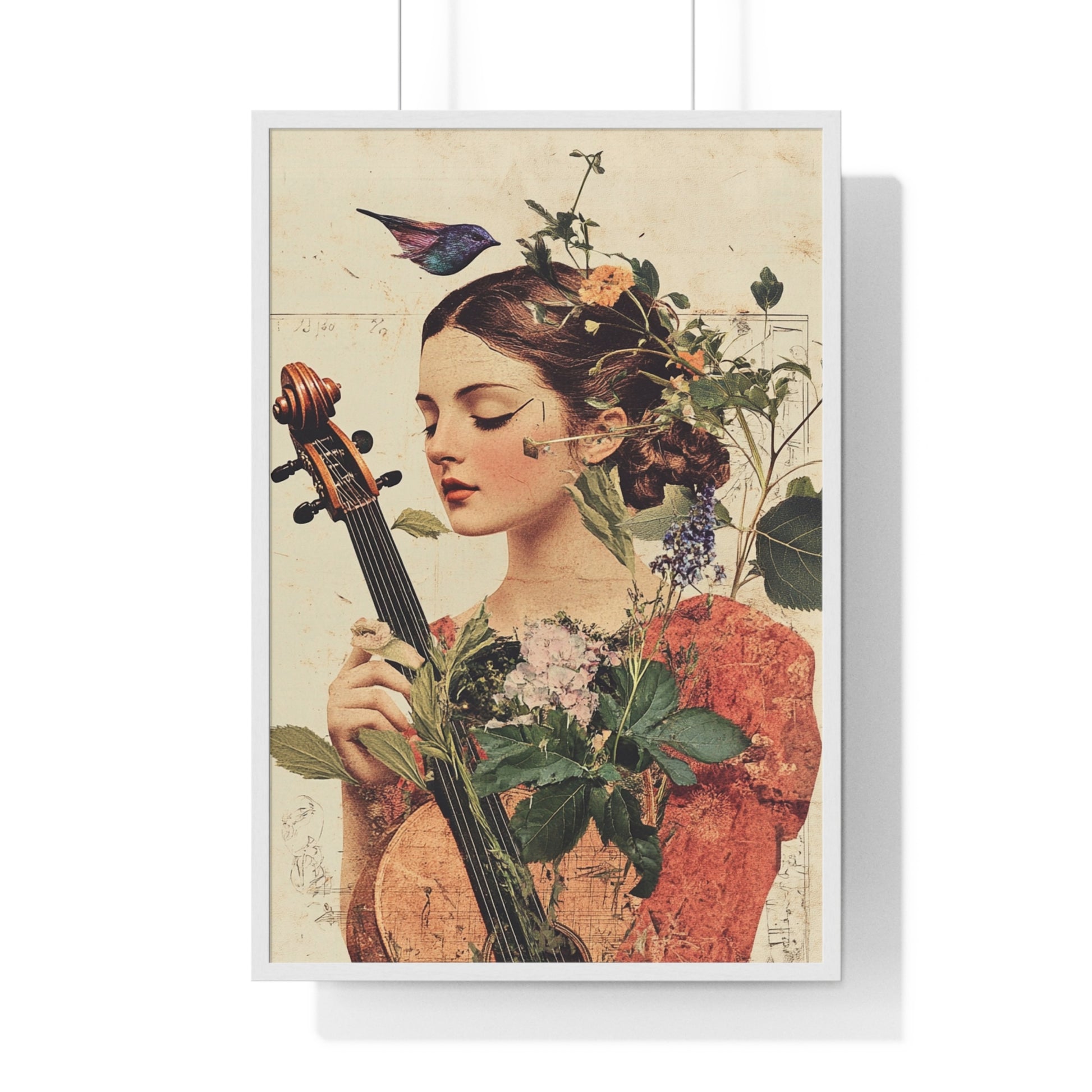 Woman With A Violin V Vertical Framed Poster, Artsulli - Art is Long, Life is Short, Poster, Size, 24″ x 36″, Color, White, , , 12113033043564351421