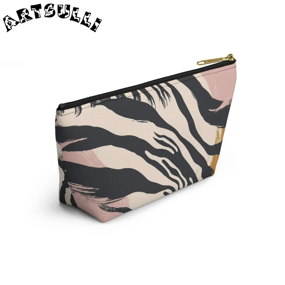 JAKKOUTTHEBXX Zebra Stripe And Brushstroke Cosmetic Pouch In Pink