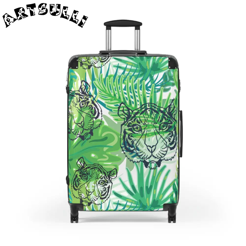 JAKKOUTTHEBXX Tropical Jungle Tigers Green Suitcase JAKKOUTTHEBXX