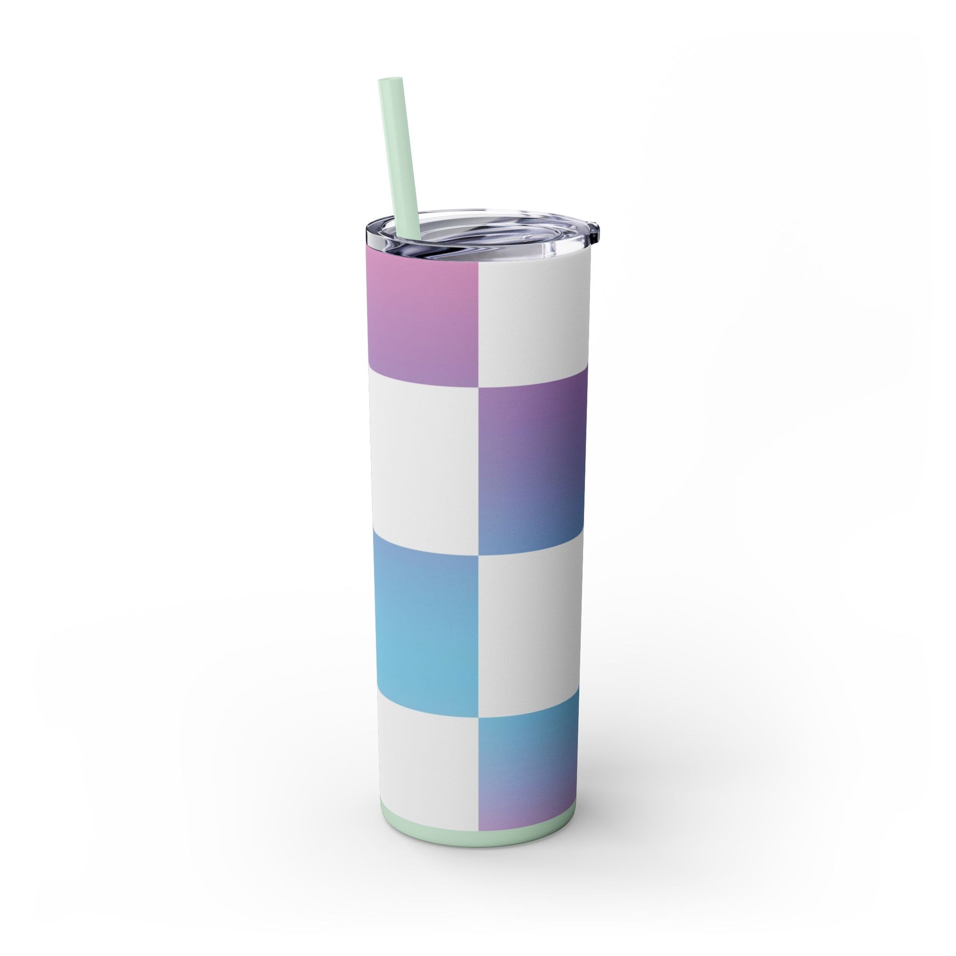 Vaporwave Check Skinny Tumbler with Straw, 20oz, Artsulli - Art is Long, Life is Short, Mug, , , , , , , 
