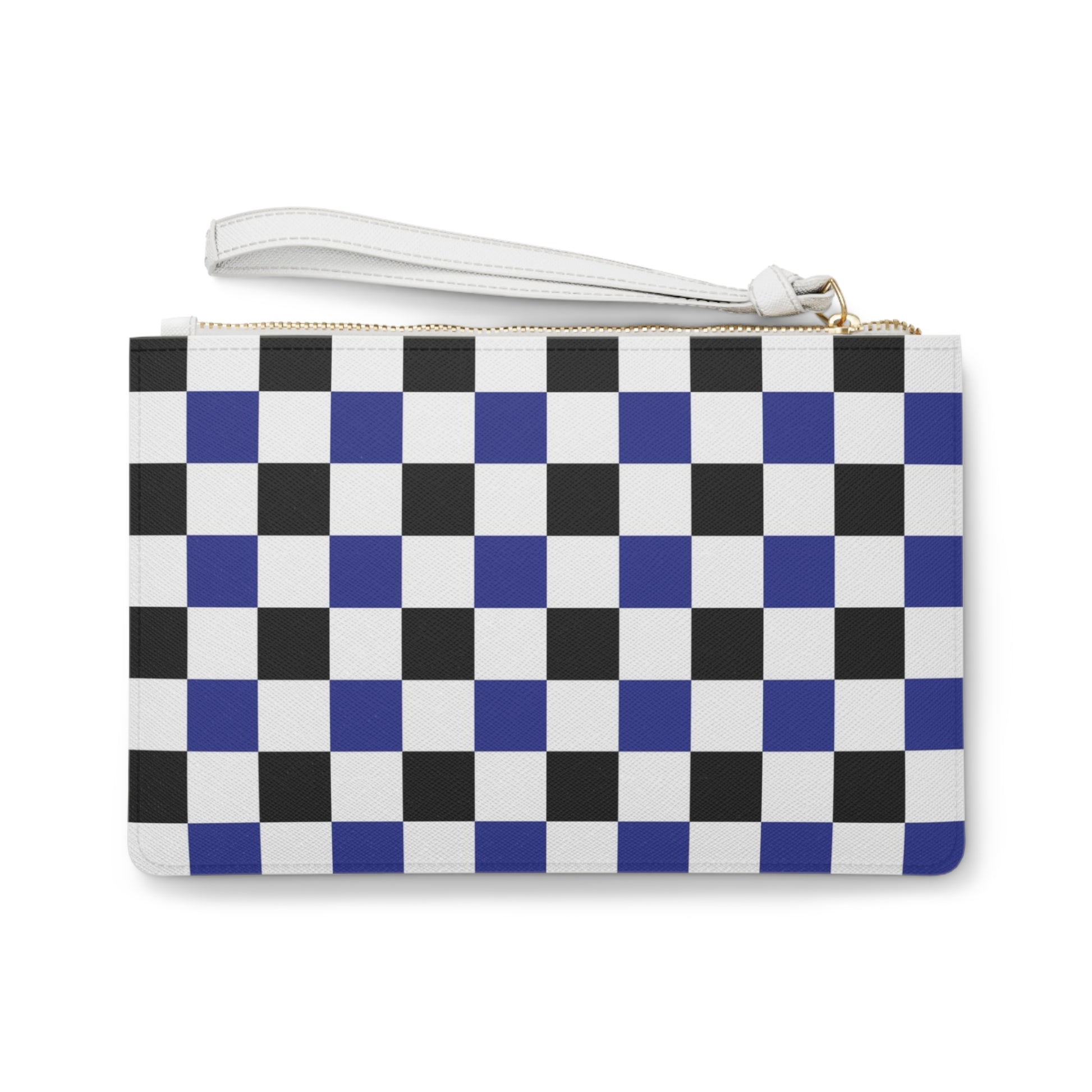 Checkerboard Blue White and Black Clutch Bag, Artsulli - Art is Long, Life is Short, Bags, , , , , , , 