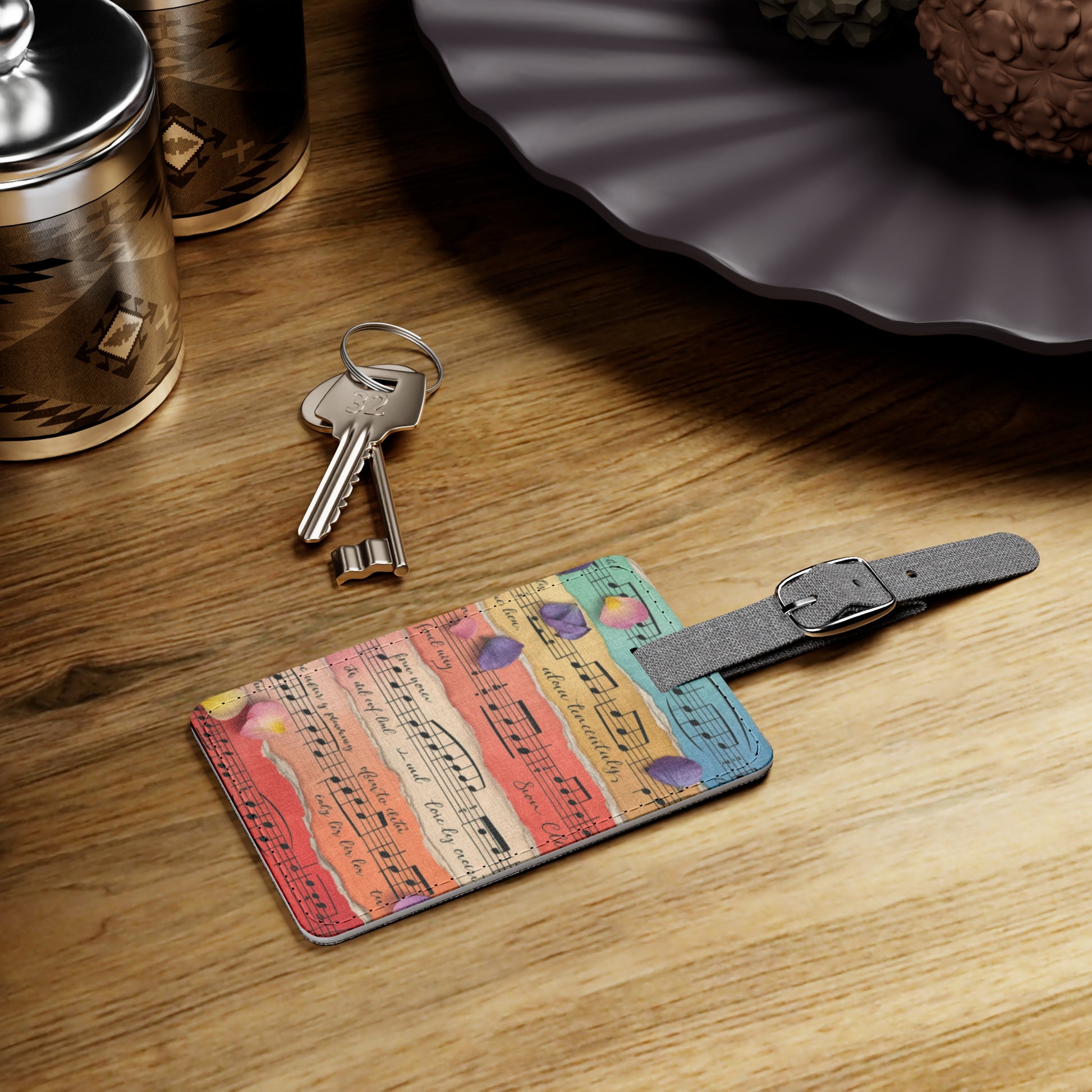 Torn Type Beat Sheet Music Multi-Color Saffiano Polyester Luggage Tag, Rectangle, Artsulli - Art is Long, Life is Short, Accessories, , , , , , , 