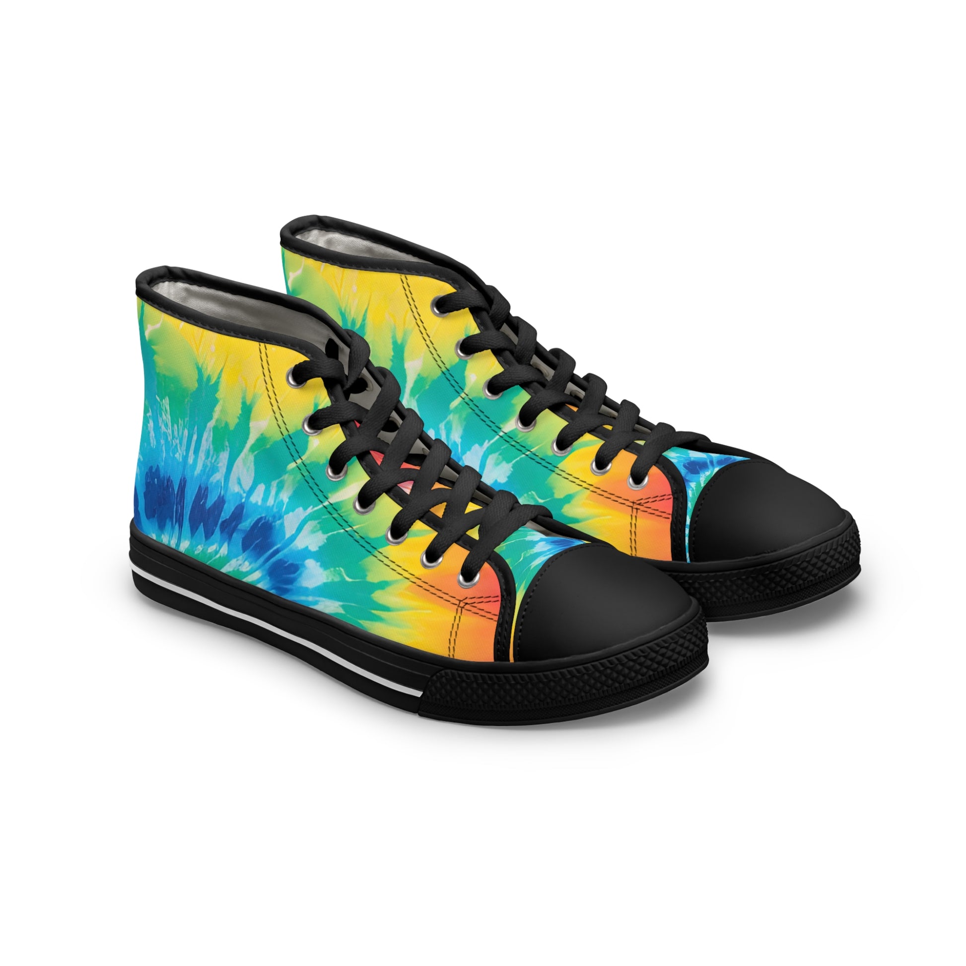 Tie Dye Women's High Top Sneakers, Artsulli - Art is Long, Life is Short, Shoes, Size, US 5.5, Color, Black sole, , , 33957838518821695534