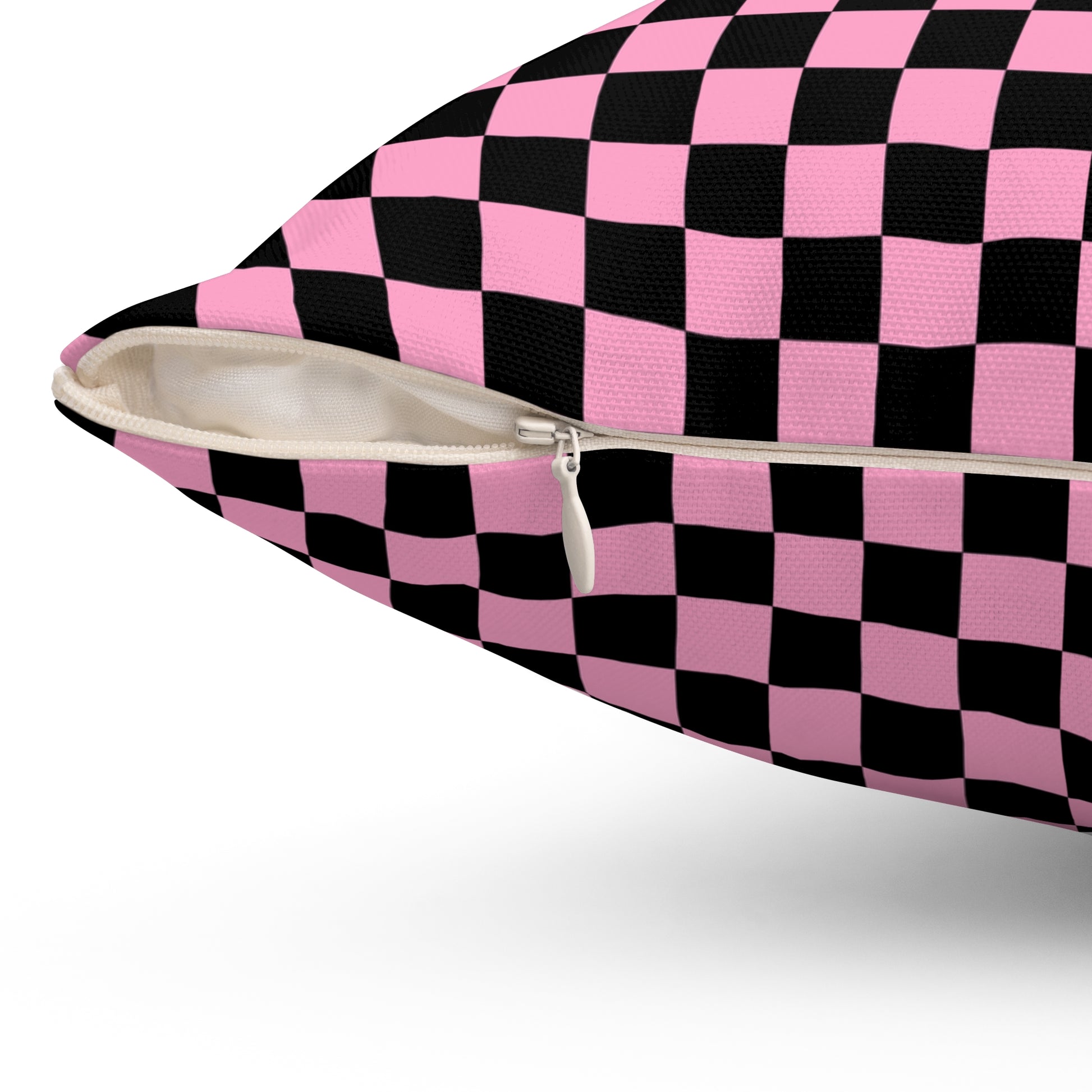 Checkerboard II Black and Pink Spun Polyester Square Pillow, Artsulli - Art is Long, Life is Short, Home Decor, , , , , , , 