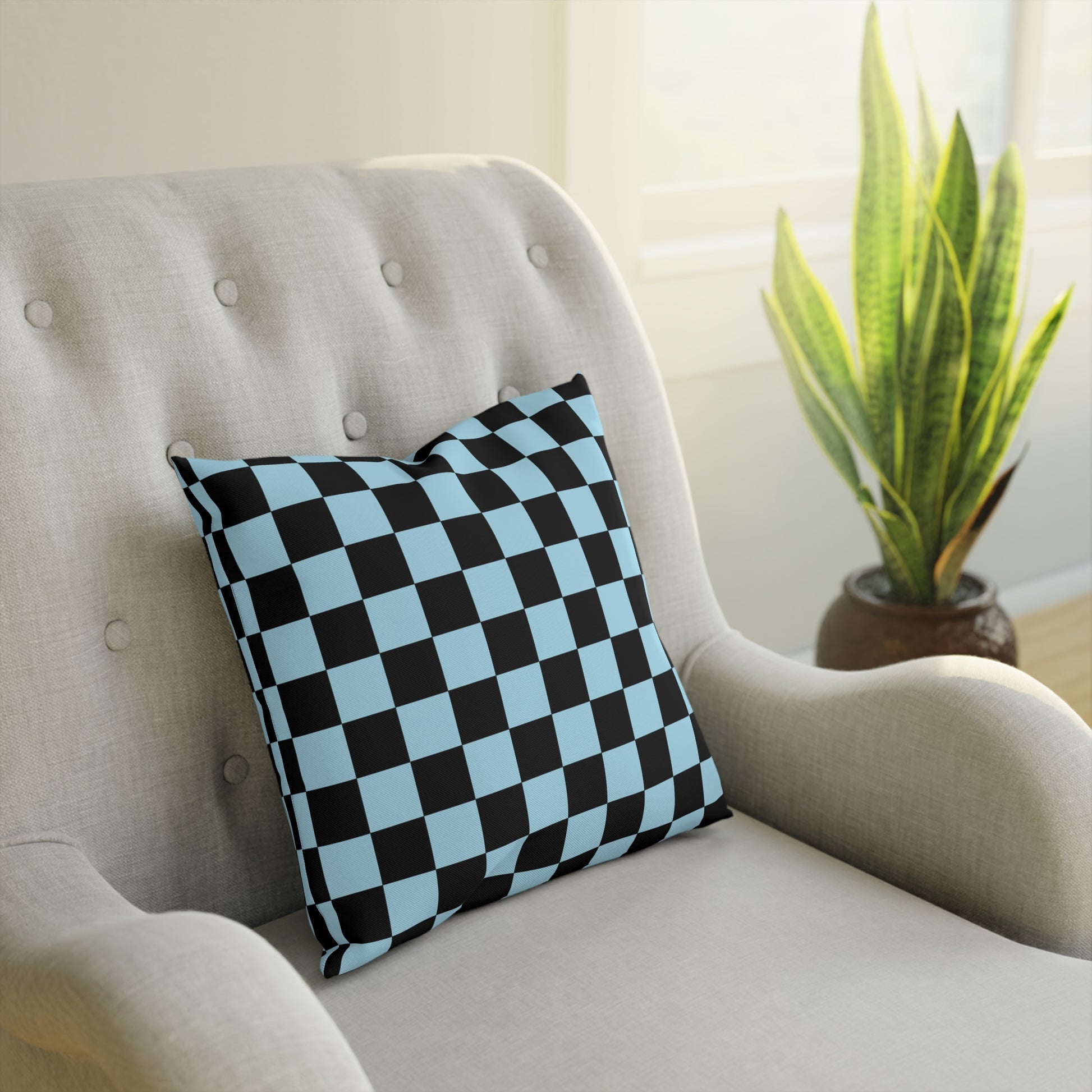 Checkerboard Black and Blue Cushion, Artsulli - Art is Long, Life is Short, Home Decor, , , , , , , 