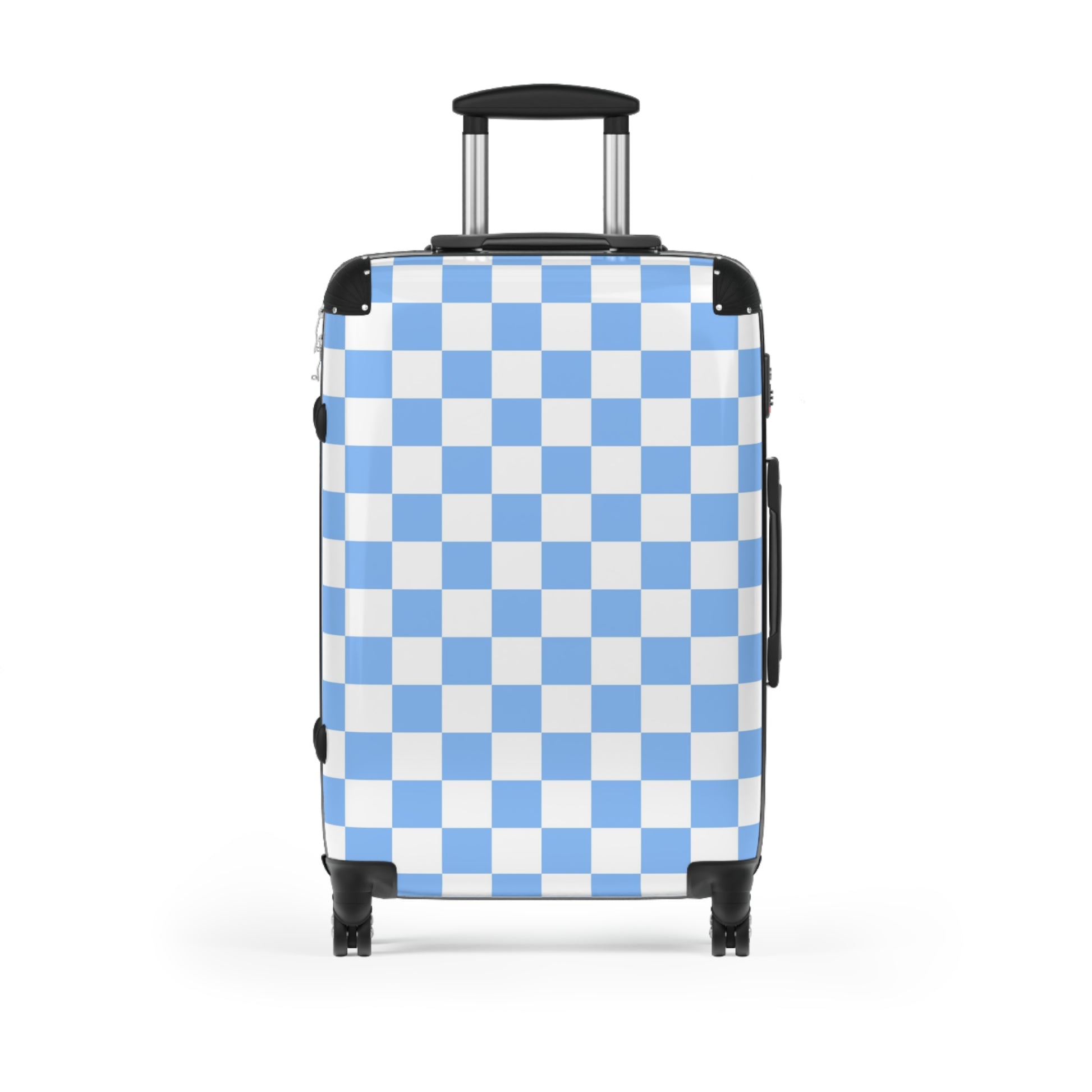 Checkerboard White and Light Blue Suitcase, Artsulli - Art is Long, Life is Short, Bags, Size, Medium, Color, Black, , , 38020946456974778021