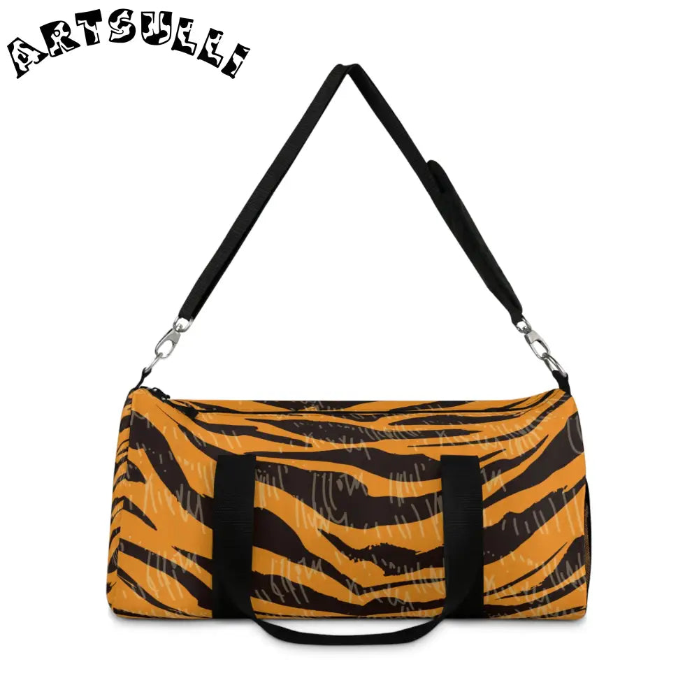 JAKKOUTTHEBXX Tiger Scratches Orange & Black Duffel Bag