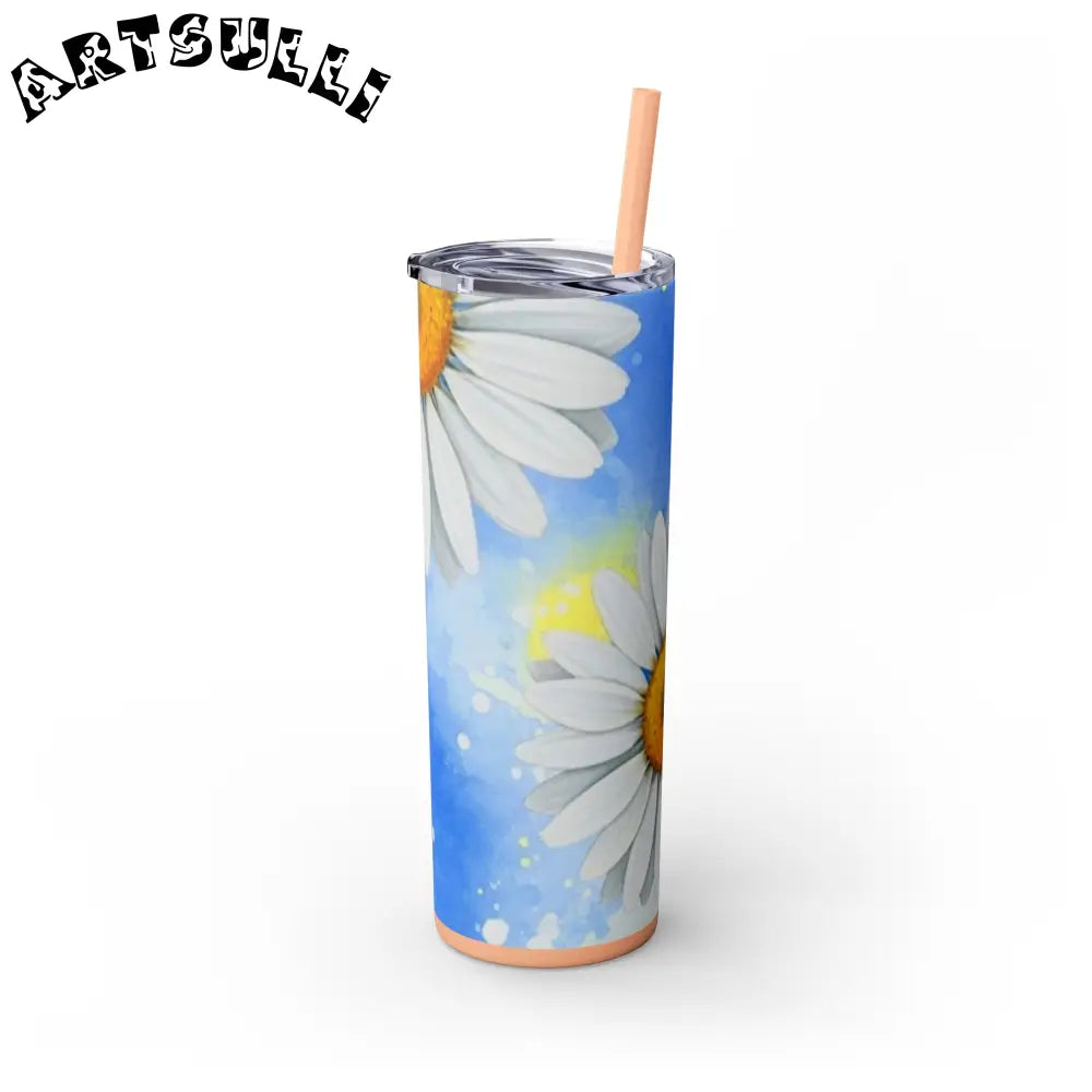 JAKKOUTTHEBXX Daisies Skinny Tumbler with Straw 20oz JAKKOUTTHEBXX