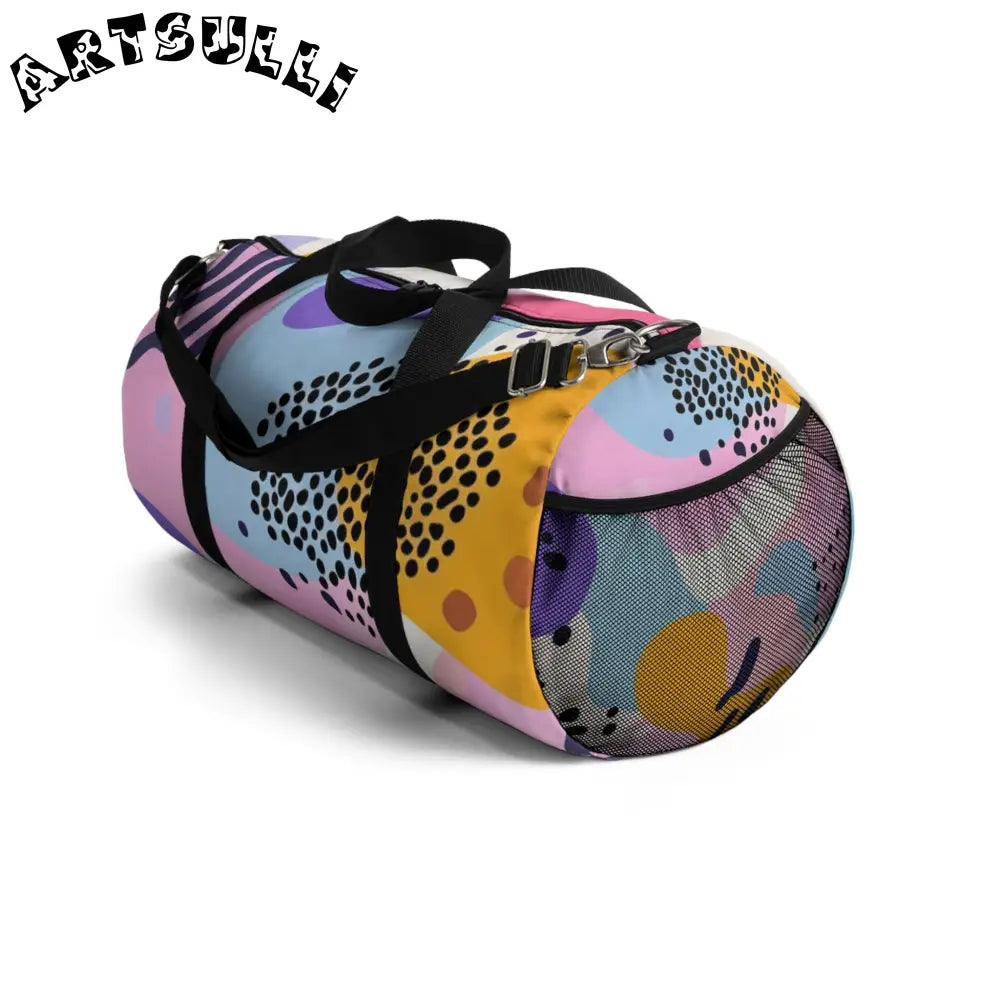 JAKKOUTTHEBXX Colorful Abstract Dots and Shapes Duffel Bag