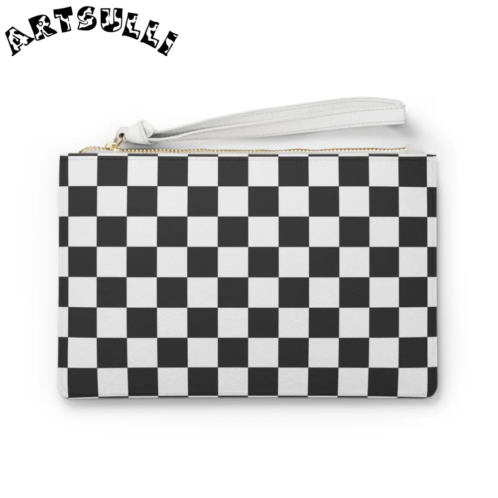 JAKKOUTTHEBXX Checkerboard White and Black Clutch Bag JAKKOUTTHEBXX