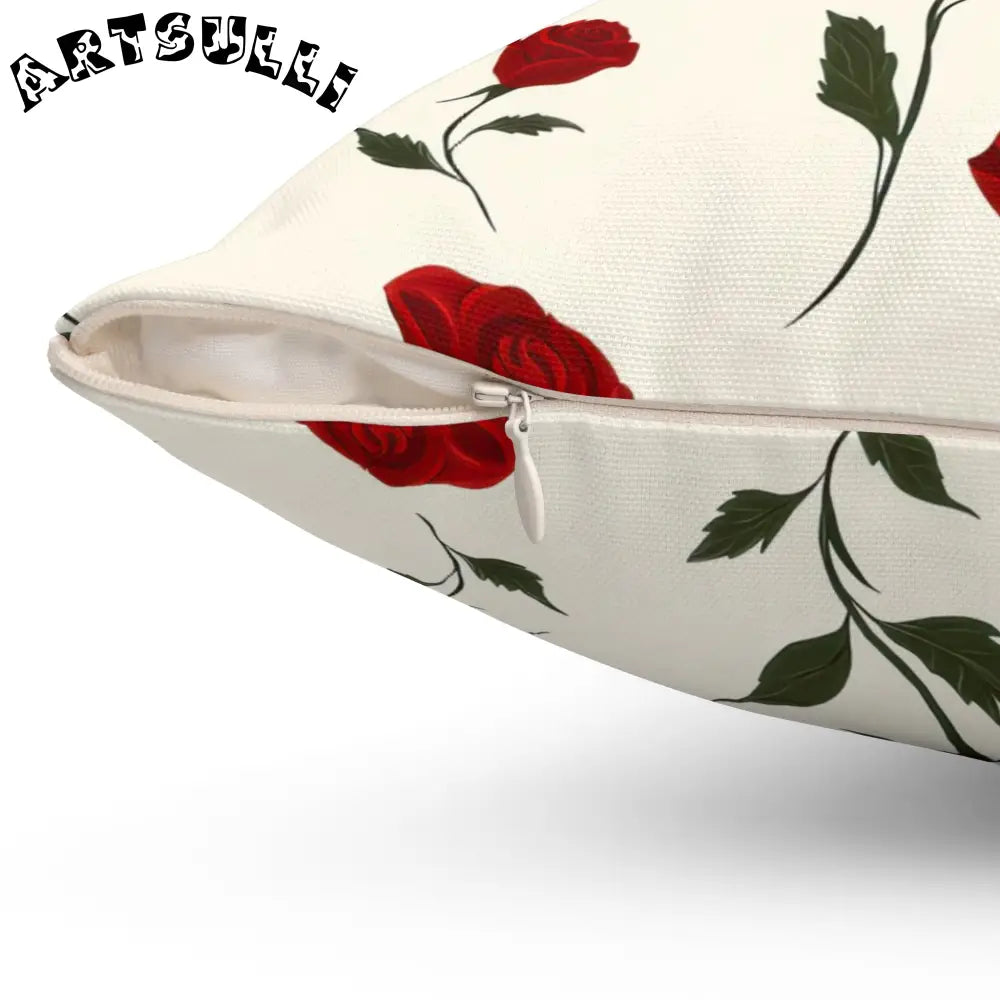 JAKKOUTTHEBXX Red Roses Spun Polyester Square Pillow JAKKOUTTHEBXX