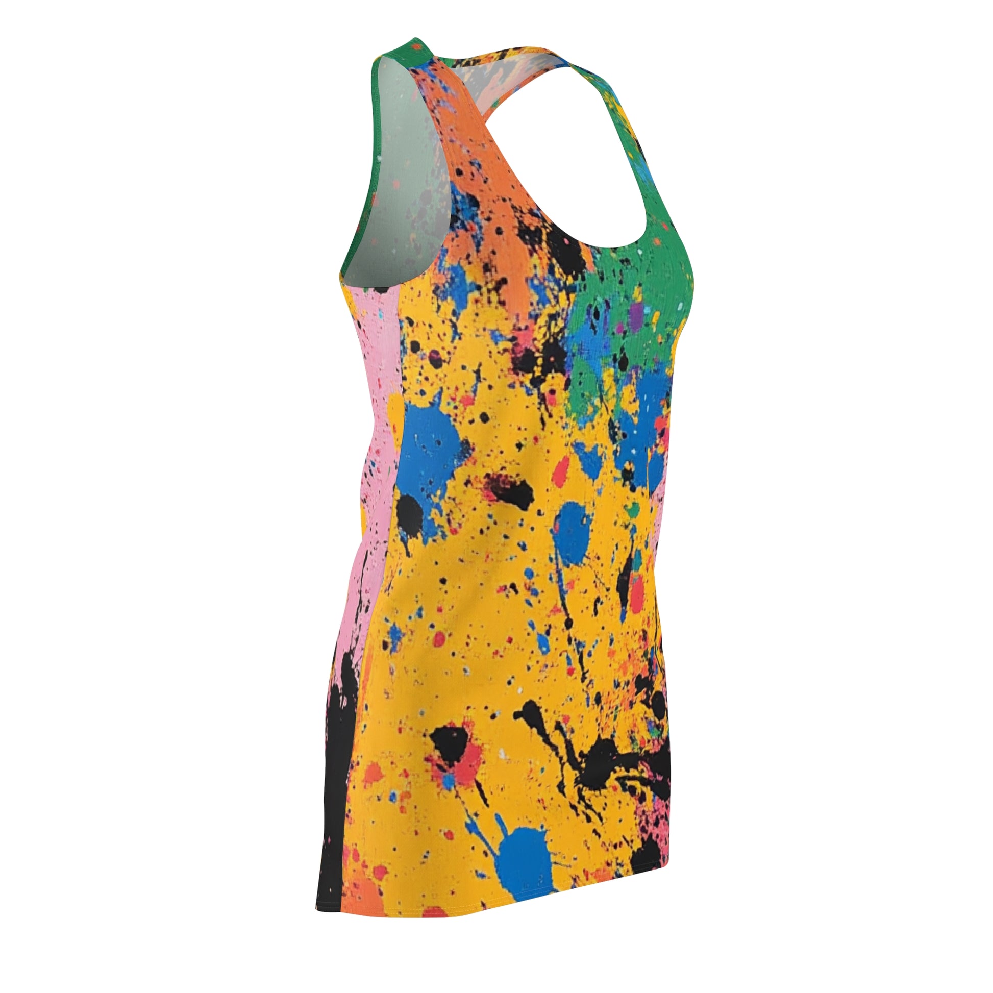 The Colors Of Paint Splatter Women's Cut & Sew Racerback Dress (AOP), Artsulli - Art is Long, Life is Short, All Over Prints, , , , , , , 