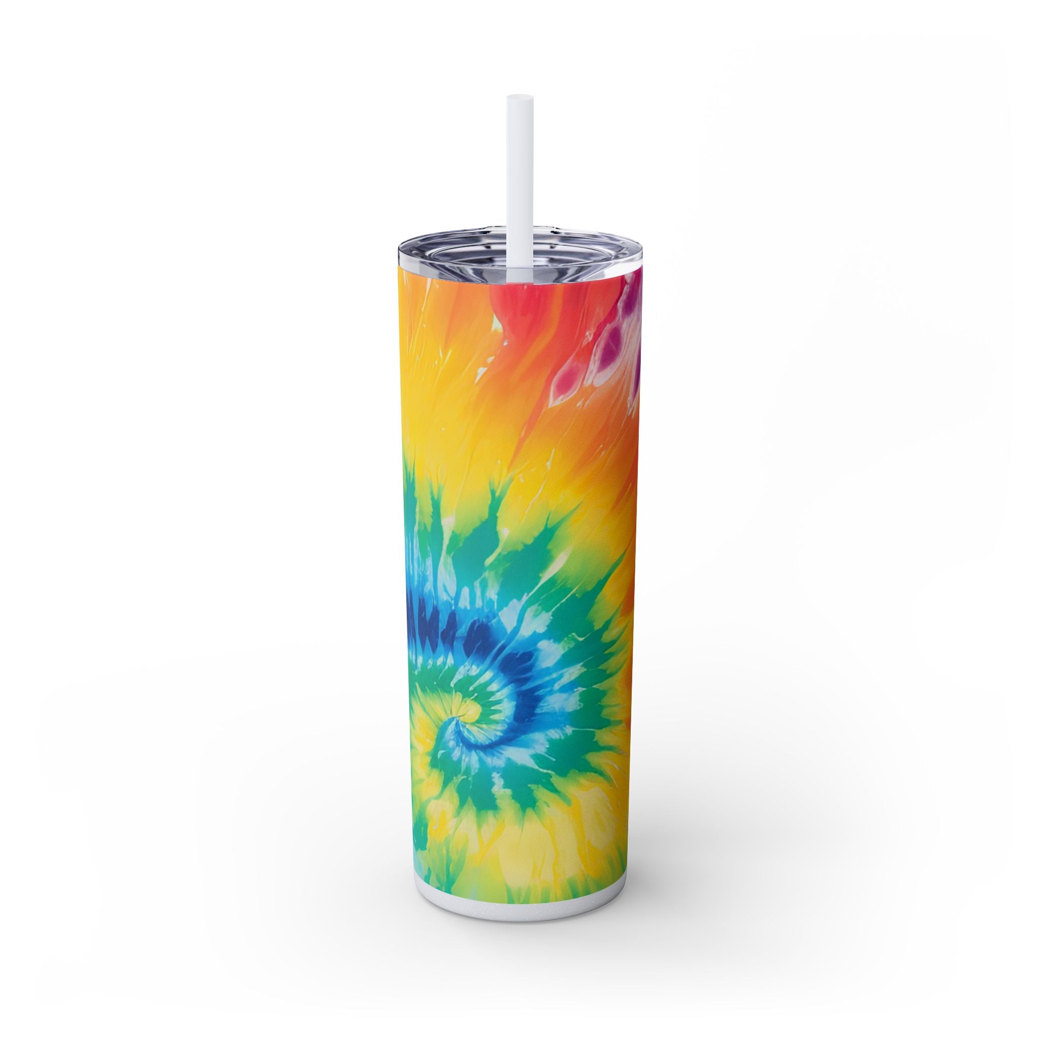 Tie Dye Skinny Tumbler with Straw, 20oz, Artsulli - Art is Long, Life is Short, Mug, Finish, Glossy, Color, Glitter Iceberg, Size, 20oz, 10464354137936019432