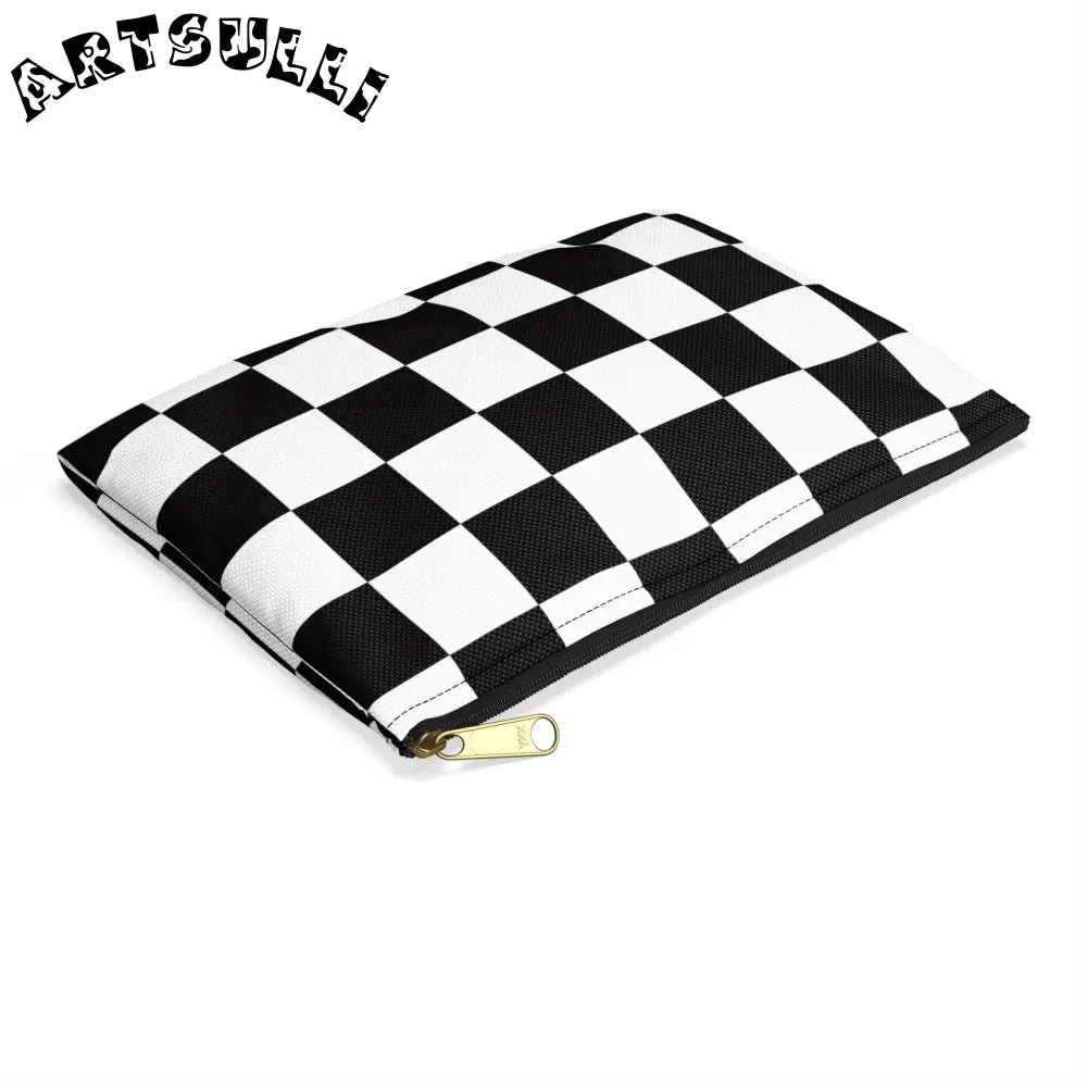 JAKKOUTTHEBXX Checkerboard Black and White Accessory Pouch