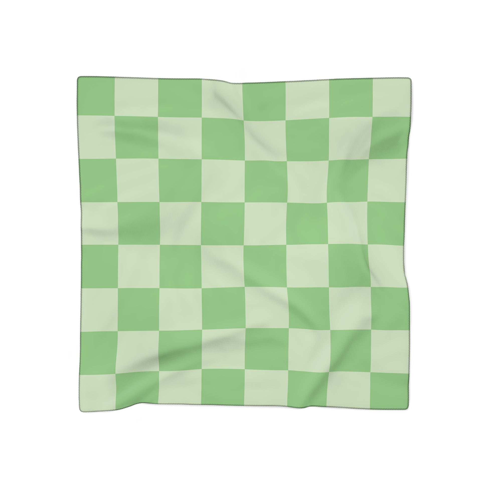 Checkerboard Green Poly Scarf, Artsulli - Art is Long, Life is Short, Accessories, Color, Poly chiffon, Size, 25" × 25", , , 18500122696192017512
