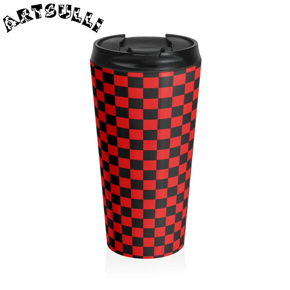 JAKKOUTTHEBXX Checkerboard II Red and Black Stainless Steel Travel