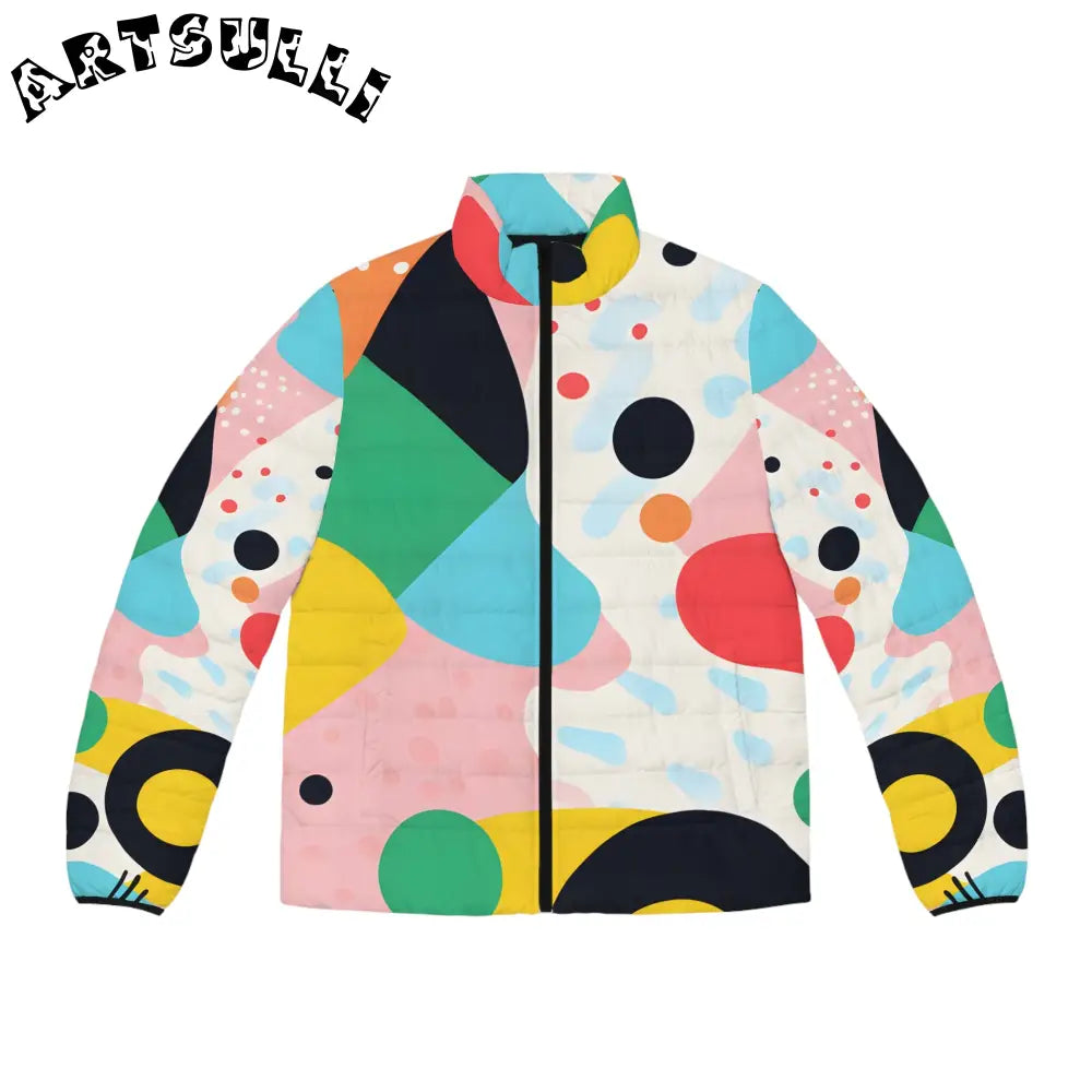 JAKKOUTTHEBXX Colorful Abstract Shapes Men’s Puffer Jacket (AOP)