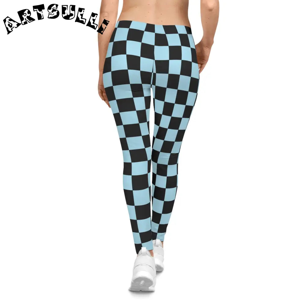 JAKKOUTTHEBXX Checkerboard Black and Blue Women’s Casual Leggings