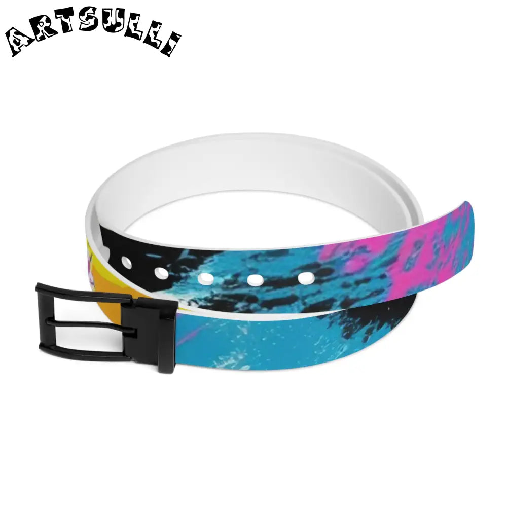 Zebra Stripes x Leopard Print x Paint Splatter Multi-Color Belt, Artsulli - Art is Long, Life is Short, Accessories, Material, Black Metal, Size, 50'', , , 27929256258794637866