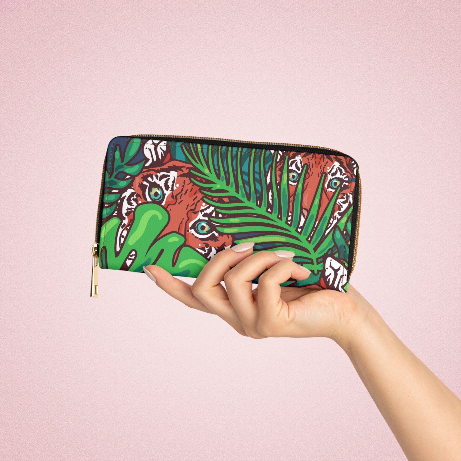 Tropical Jungle Tigers Blue and Green Zipper Wallet, Artsulli - Art is Long, Life is Short, Accessories, , , , , , , 
