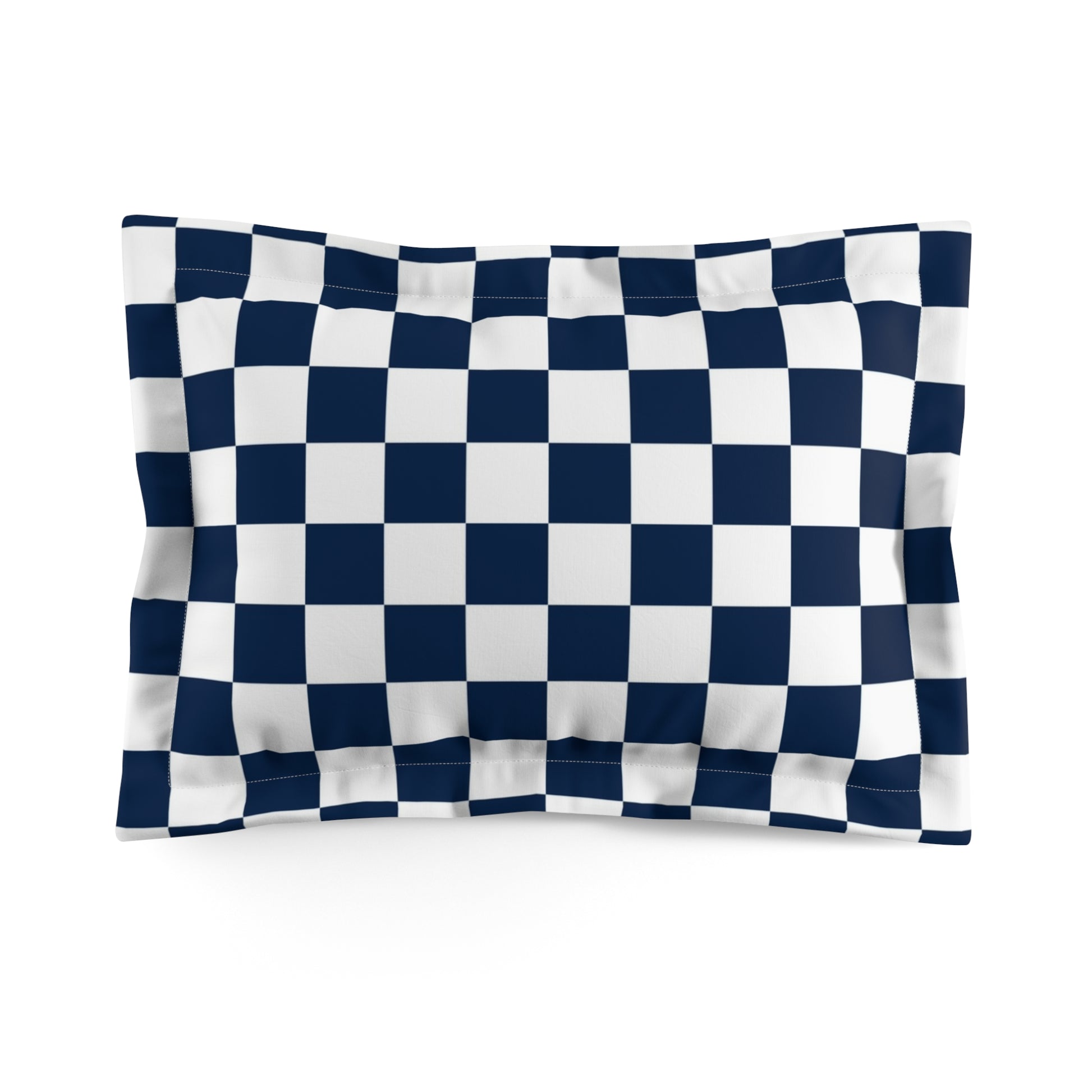 Checkerboard White and Navy Blue Microfiber Pillow Sham, Artsulli - Art is Long, Life is Short, Home Decor, Size, Standard, , , , , 31982615764040004085