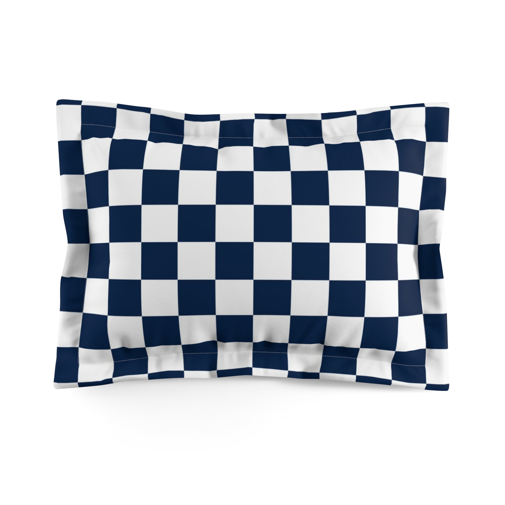 Checkerboard White and Navy Blue Microfiber Pillow Sham, Artsulli - Art is Long, Life is Short, Home Decor, Size, Standard, , , , , 31982615764040004085