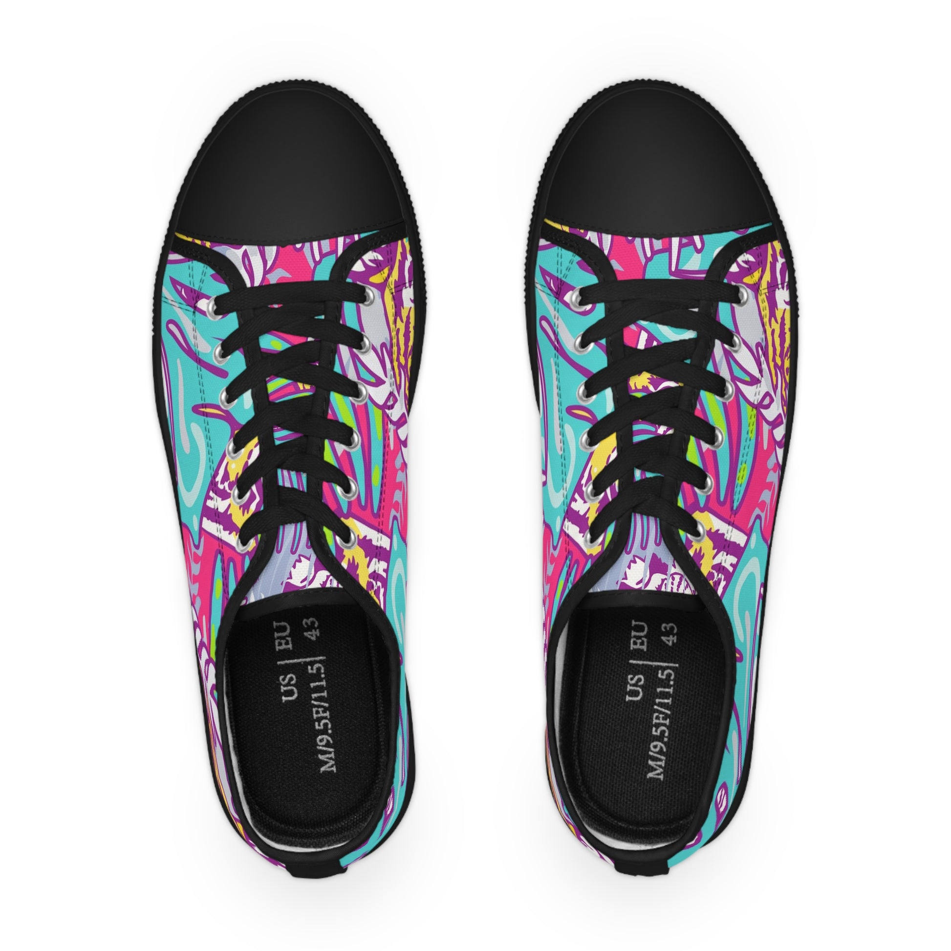 Tropical Jungle Tigers Torquise and Purple Men's Low Top Sneakers, Artsulli - Art is Long, Life is Short, Shoes, , , , , , , 