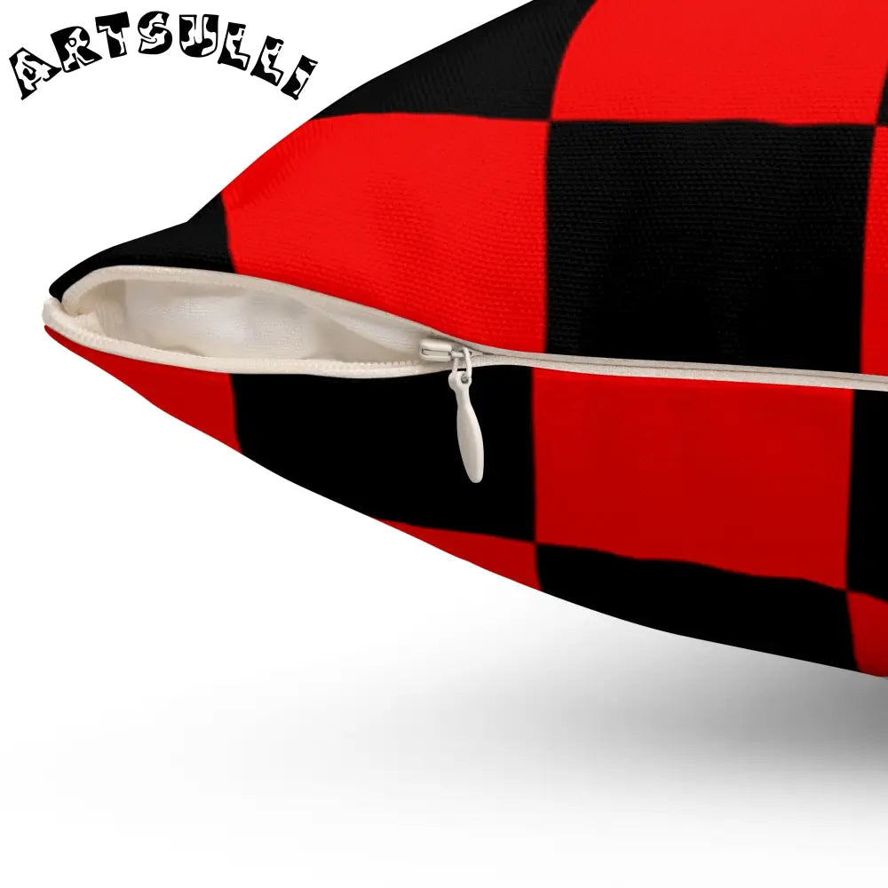 JAKKOUTTHEBXX Checkerboard Red and Black Spun Polyester Square