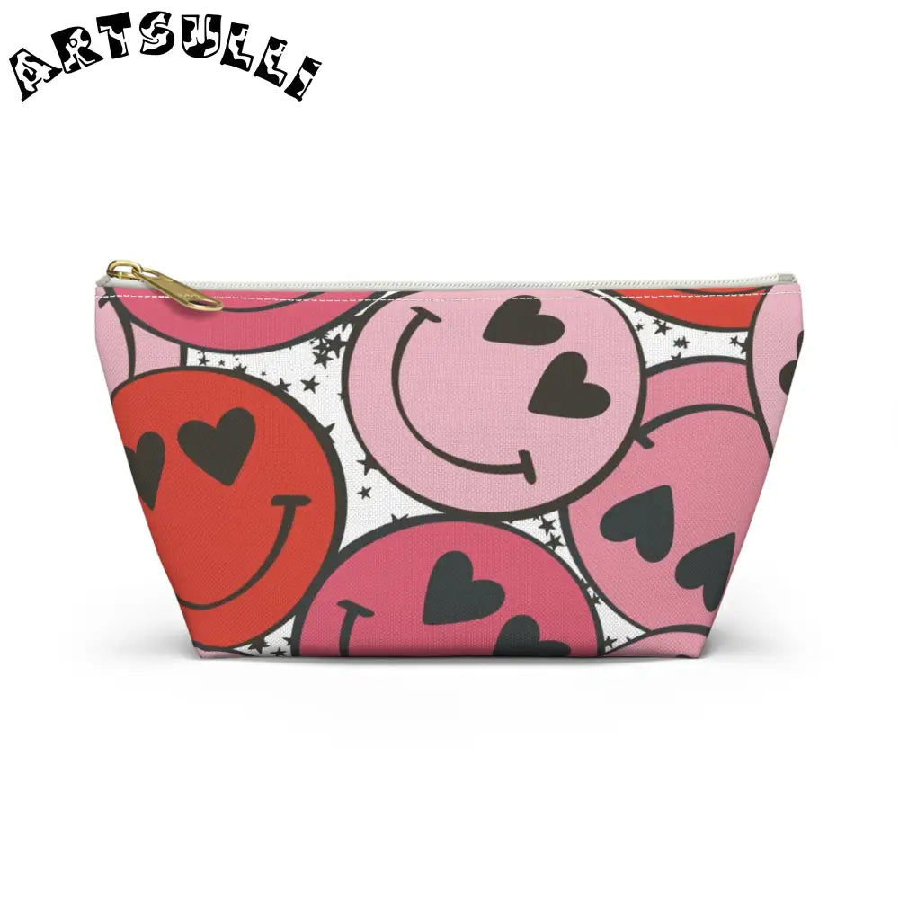 JAKKOUTTHEBXX Smiley Face x Heart Eyes Pink and Red Accessory Pouch