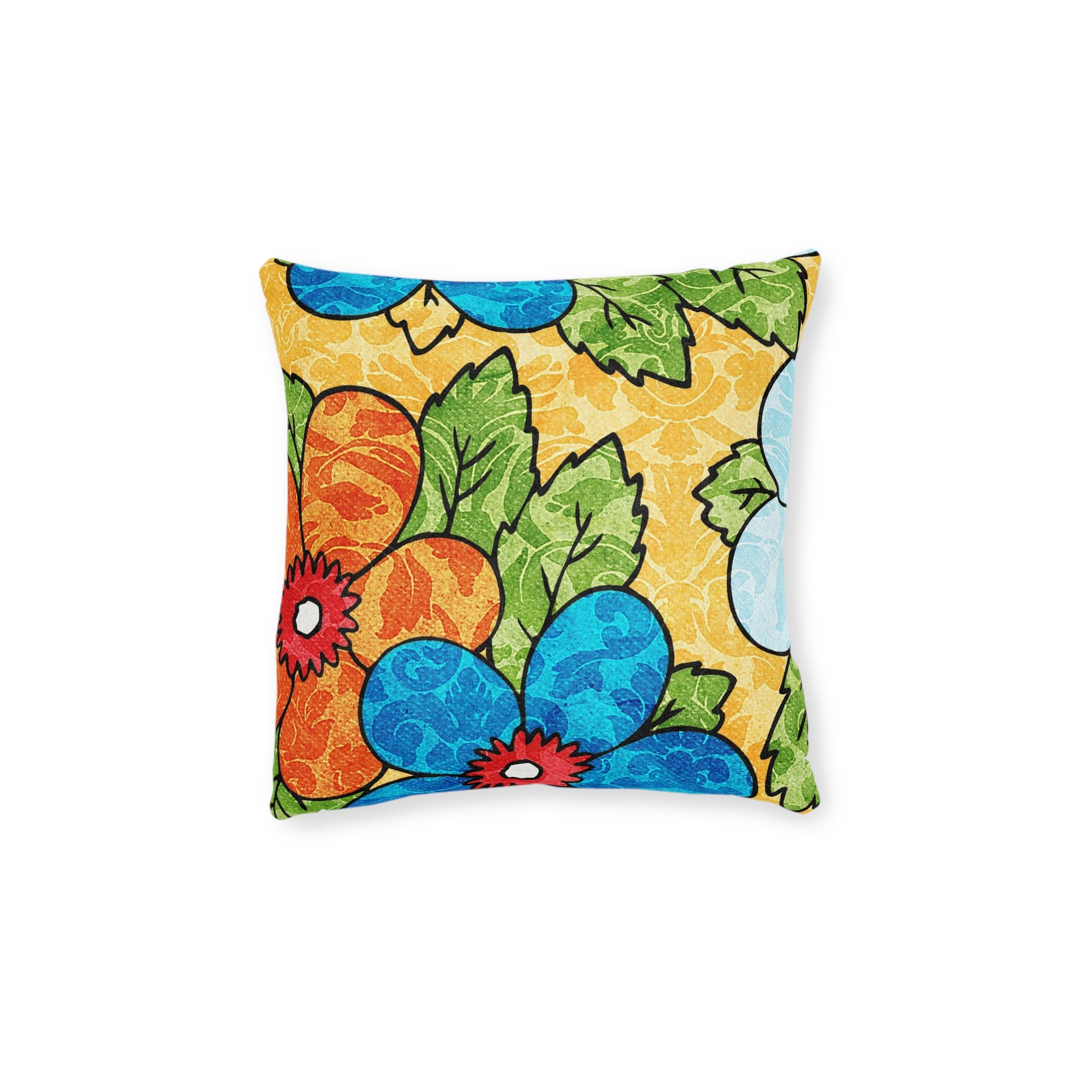 Groovy Yellow Floral Kl Square Pillow, Artsulli - Art is Long, Life is Short, Home Decor, , , , , , , 