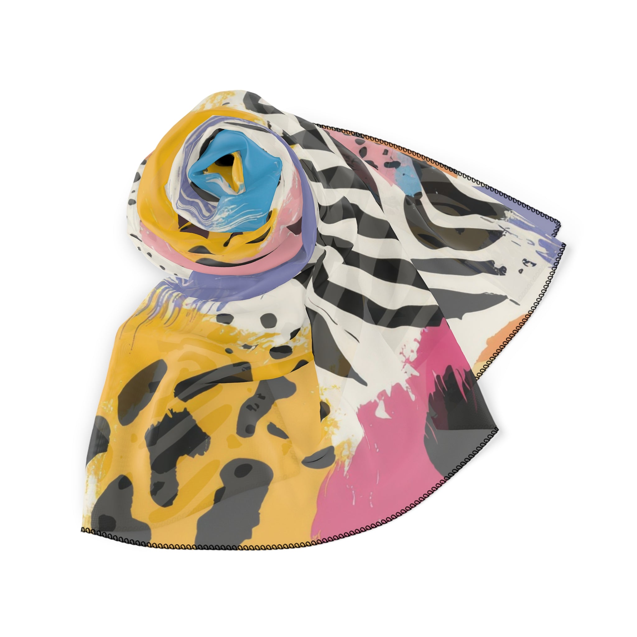Animal Print x Paint Brush Strokes Multi-Color II Poly Scarf, Artsulli - Art is Long, Life is Short, Accessories, , , , , , , 
