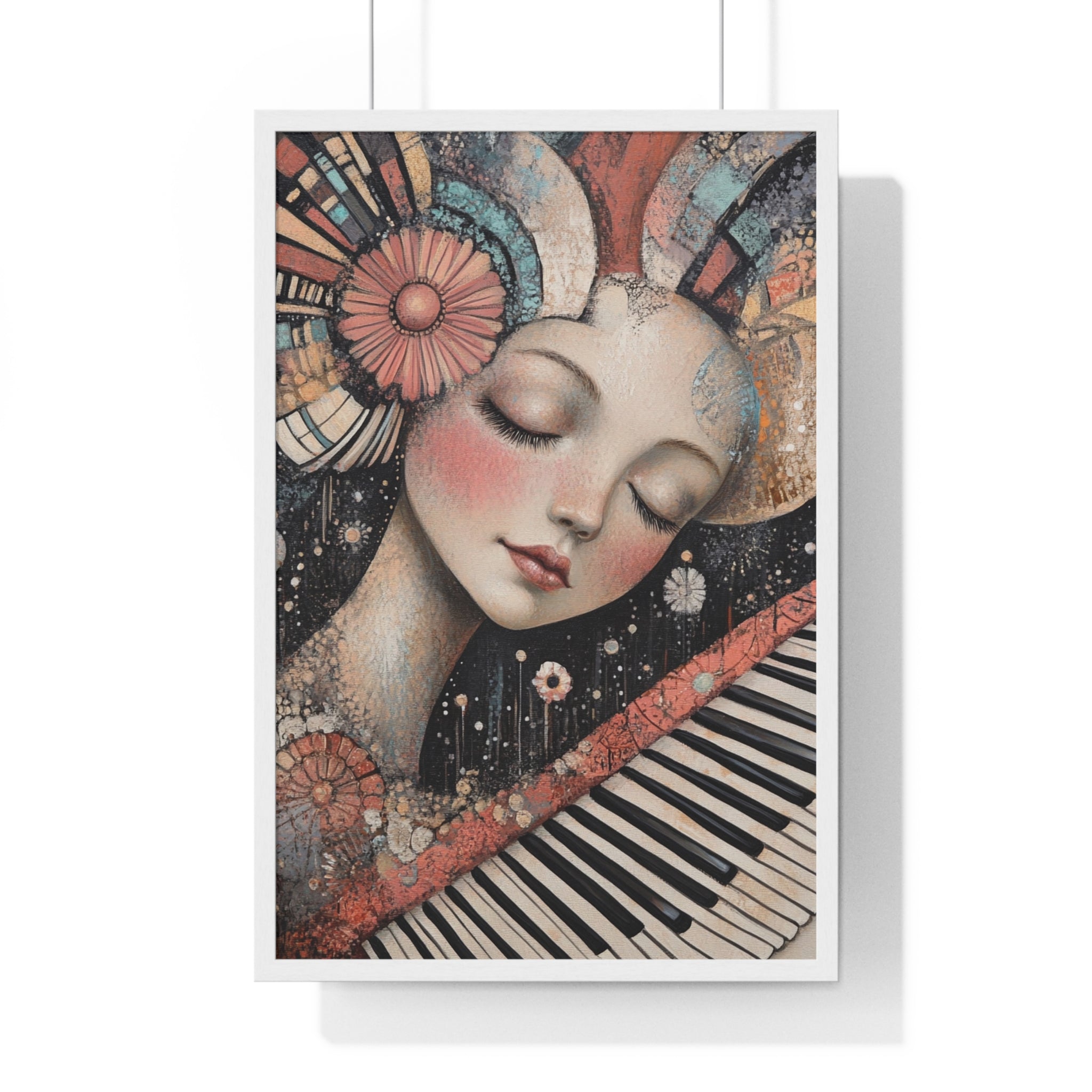 Queen Of Piano Dreams Vertical Framed Poster, Artsulli - Art is Long, Life is Short, Poster, Size, 20" x 30", Color, White, , , 11753911892063655676