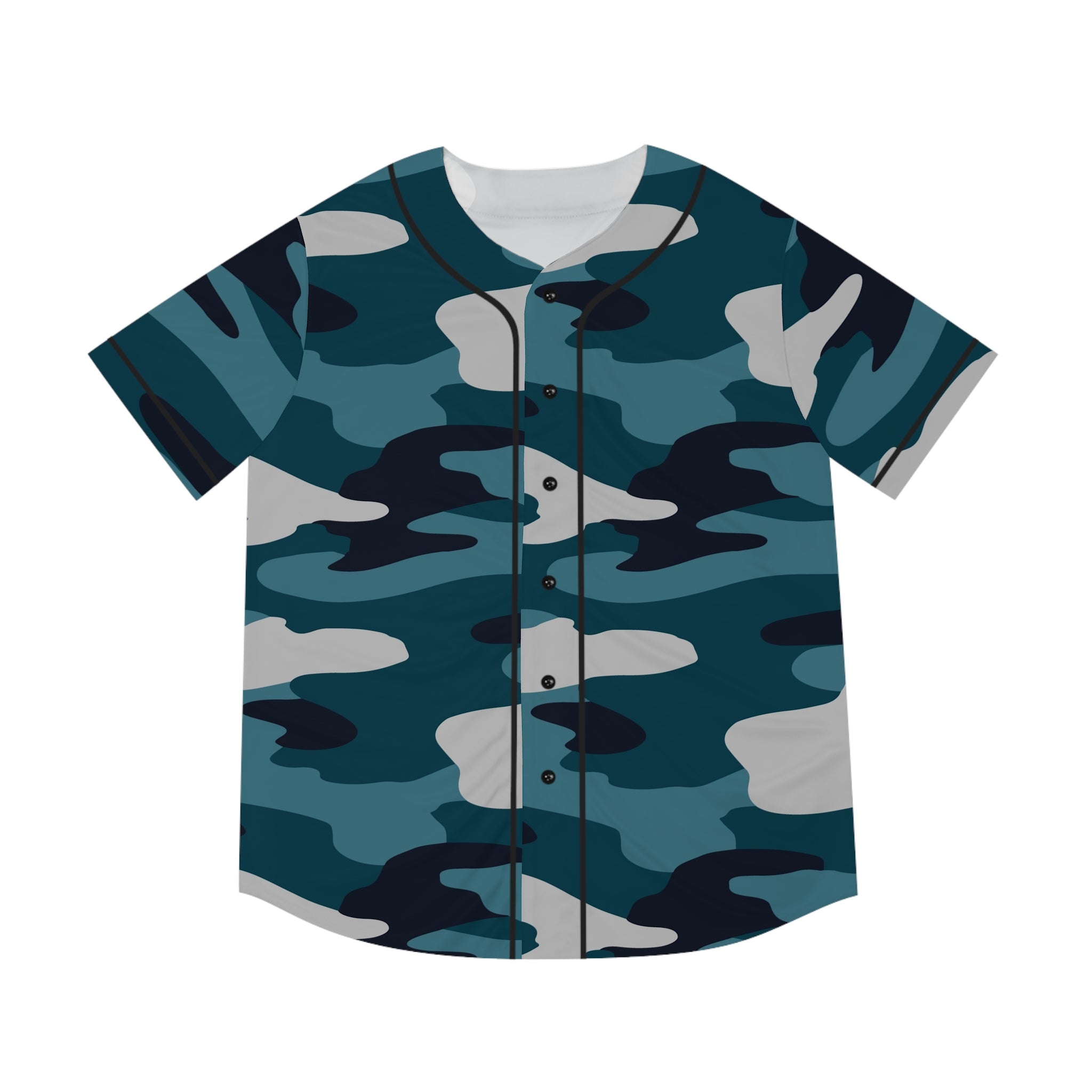 Blue Camouflage Men's Baseball Jersey (AOP), Artsulli - Art is Long, Life is Short, All Over Prints, Size, XS, Color, Black, , , 10951121282597