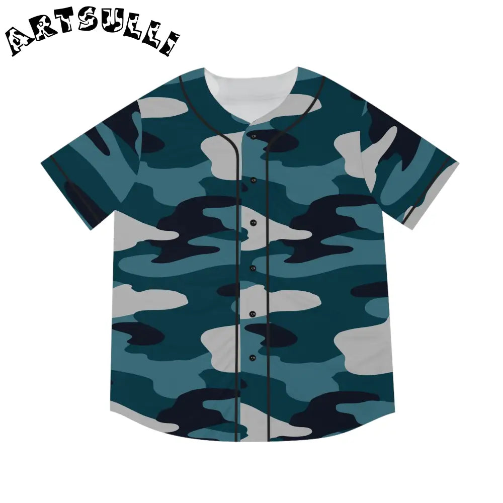 JAKKOUTTHEBXX Blue Camouflage Men’s Baseball Jersey (AOP)