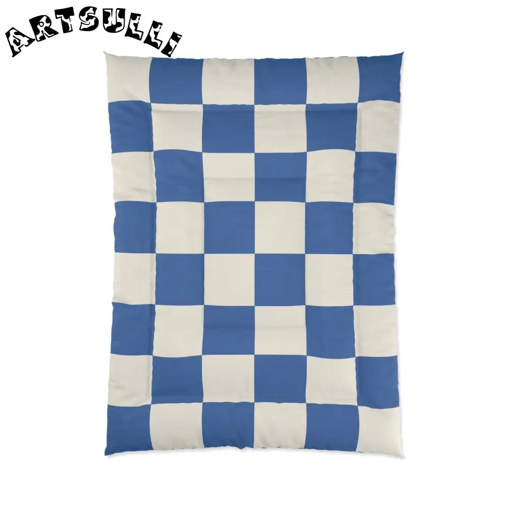 JAKKOUTTHEBXX Checkerboard Blue Comforter JAKKOUTTHEBXX Artsulli
