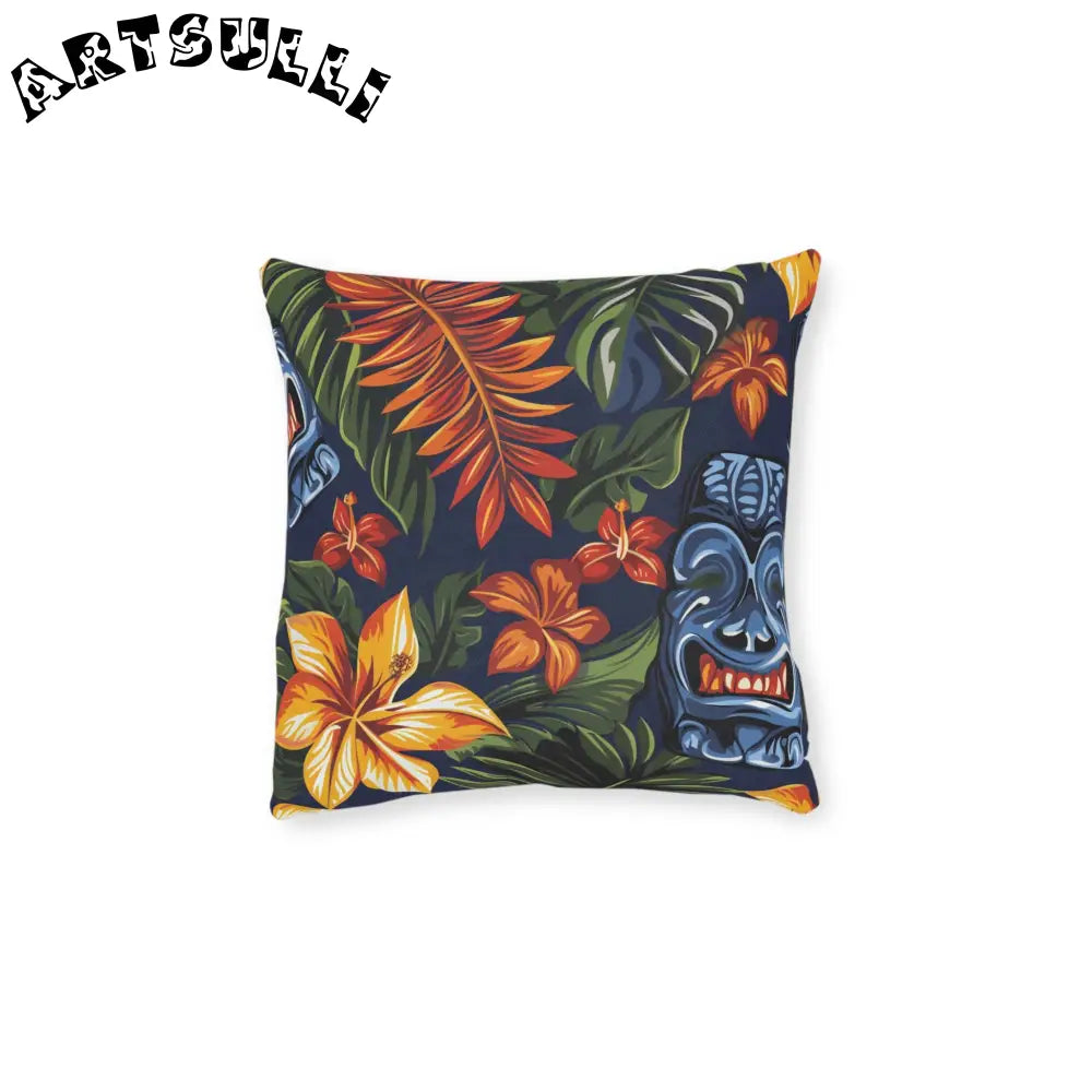 JAKKOUTTHEBXX Tropical Tiki Mask Throw Pillow 2025