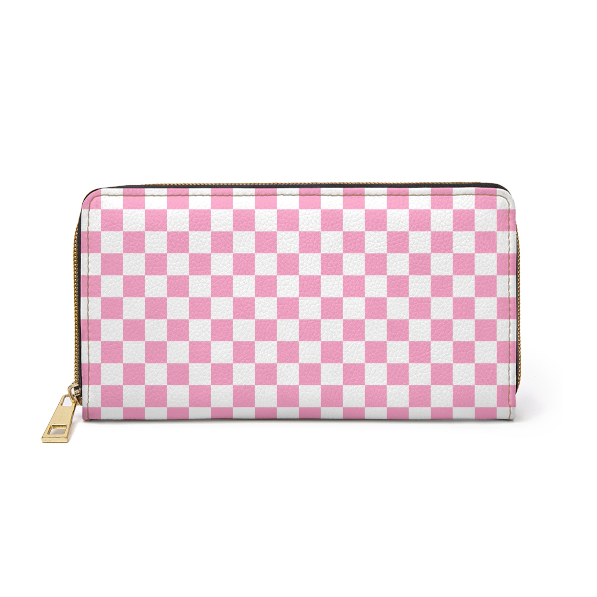 Checkerboard Hot Pink and White Zipper Wallet, Artsulli - Art is Long, Life is Short, Accessories, Size, One size, Color, White, , , 24030588592055812085